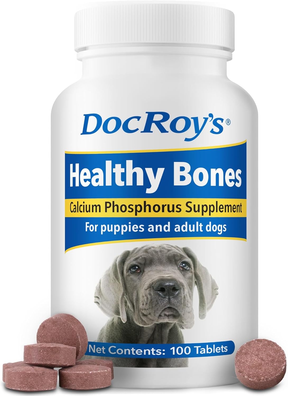 Doc Roy’s Healthy Bones Calcium Phosphorus Supplement Vitamin for Puppies, Dogs