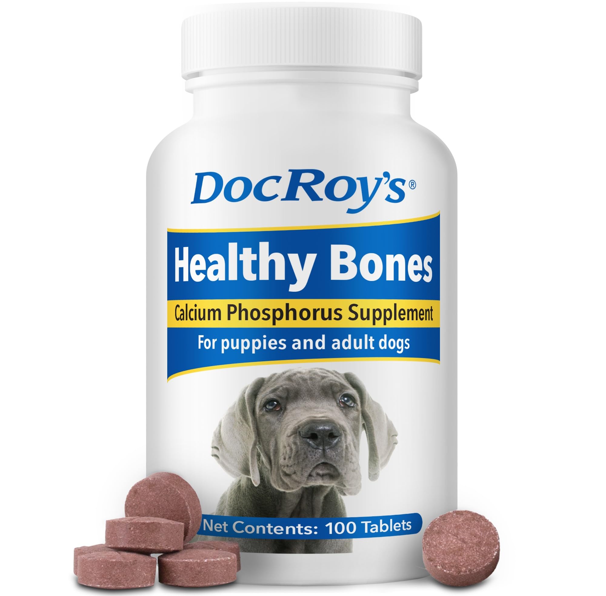 Sponsored Ad - Doc Roy’s Healthy Bones Calcium Phosphorus Supplement Vitamin for Puppies, Dogs, Kittens & Lactating Females, Supports Strong Bones, Teeth & Muscle, Roast Beef & Liver Flavored, 100ct Chewable Tablets