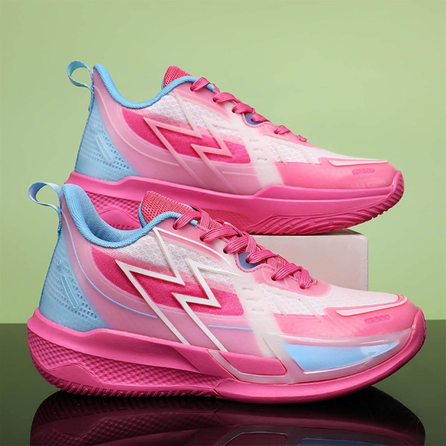 Moodeng Women's Basketball Shoes High Top Breathable Non Slip Shock Absorption Athletic Shoes for Outdoor Indoor Court Training