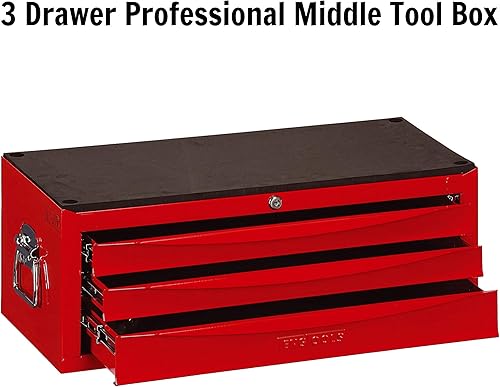 Miniatura 2 de Teng Tools Caja de herramientas media de acero portátil profesional de 3 cajones con cerradura roja serie N - TC803N