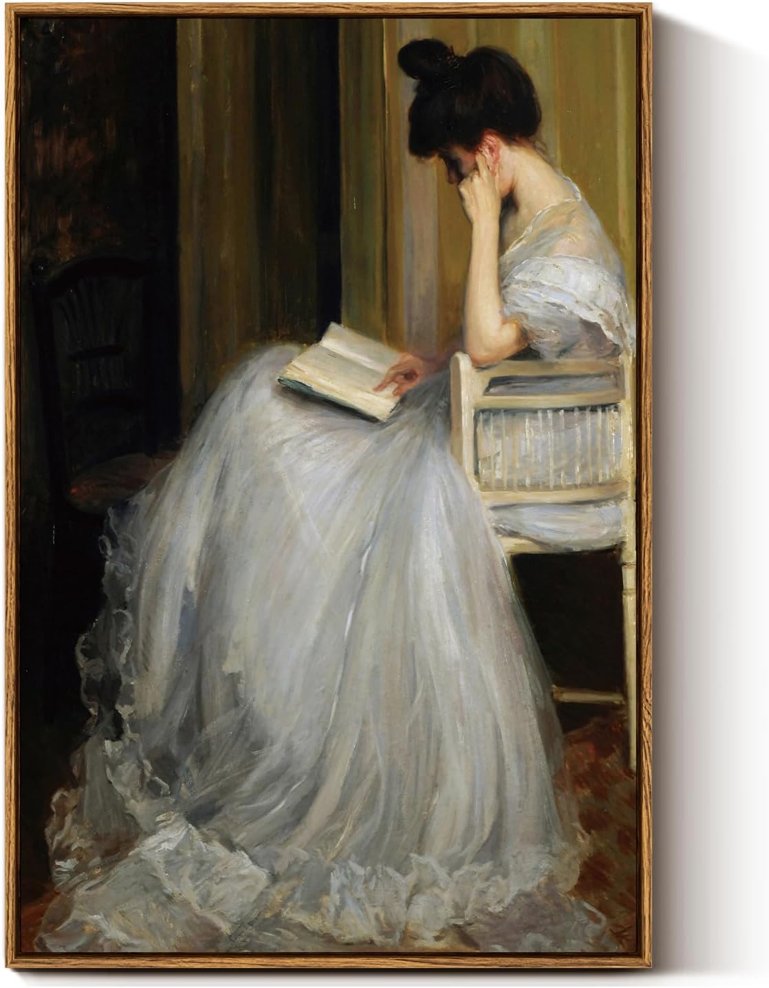 VIYYIEA Framed Wall Art Home Decor Large Portrait Canvas Art for Living Room Women Reading Pictures Bedroom Bathroom Wall Decor Mid Century Lady Oil Painting Room Aesthetic Vintage Prints 20x30in