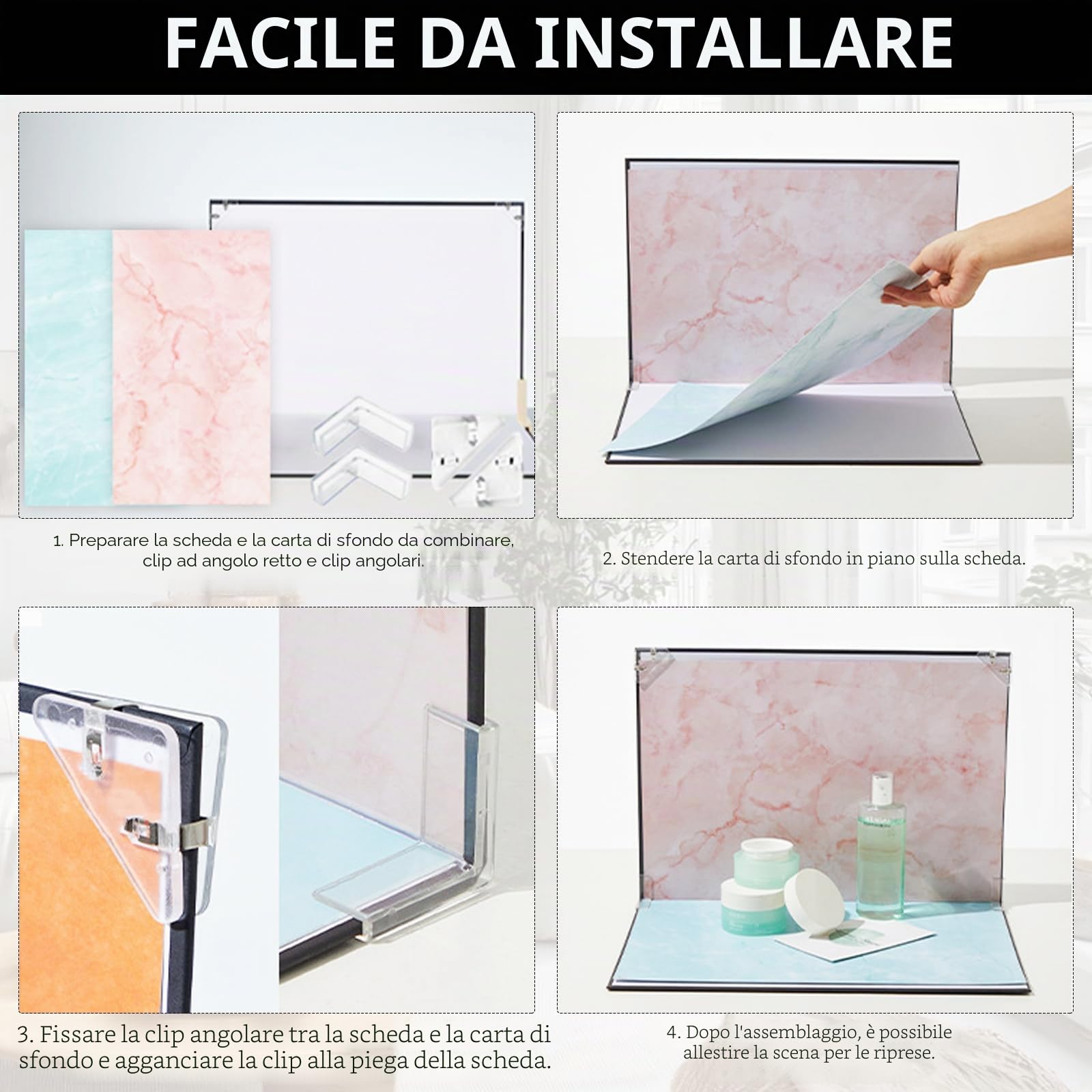 Kit Di Fondali Fotografici, 42x29cm Fotografici Da Scrivania Con 10 Sfondi Pieghevoli Bifacciali Carta Da Parati Per Studi Oggetti Di Scena Gioielli Cosmetici Tavoli Servizi