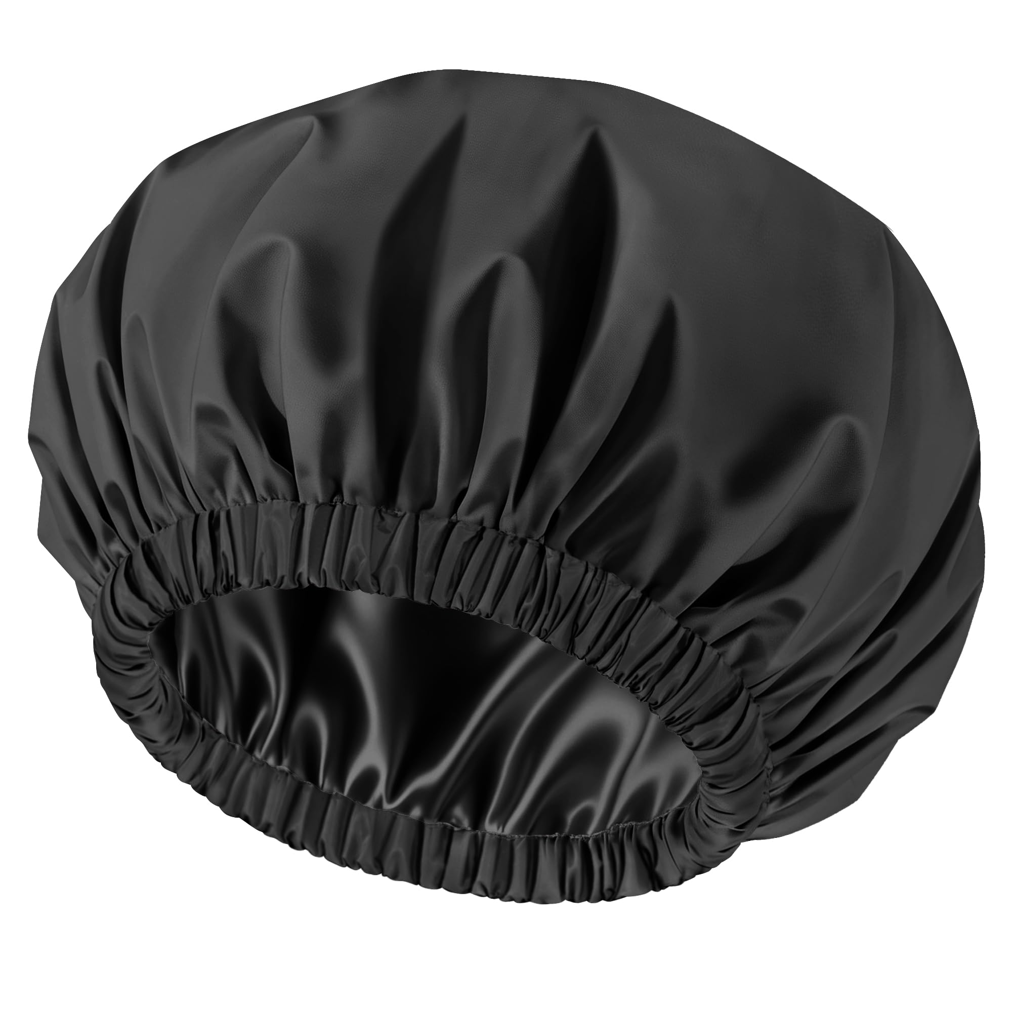 Satin Shower Cap for Women - Waterproof & Reusable -11