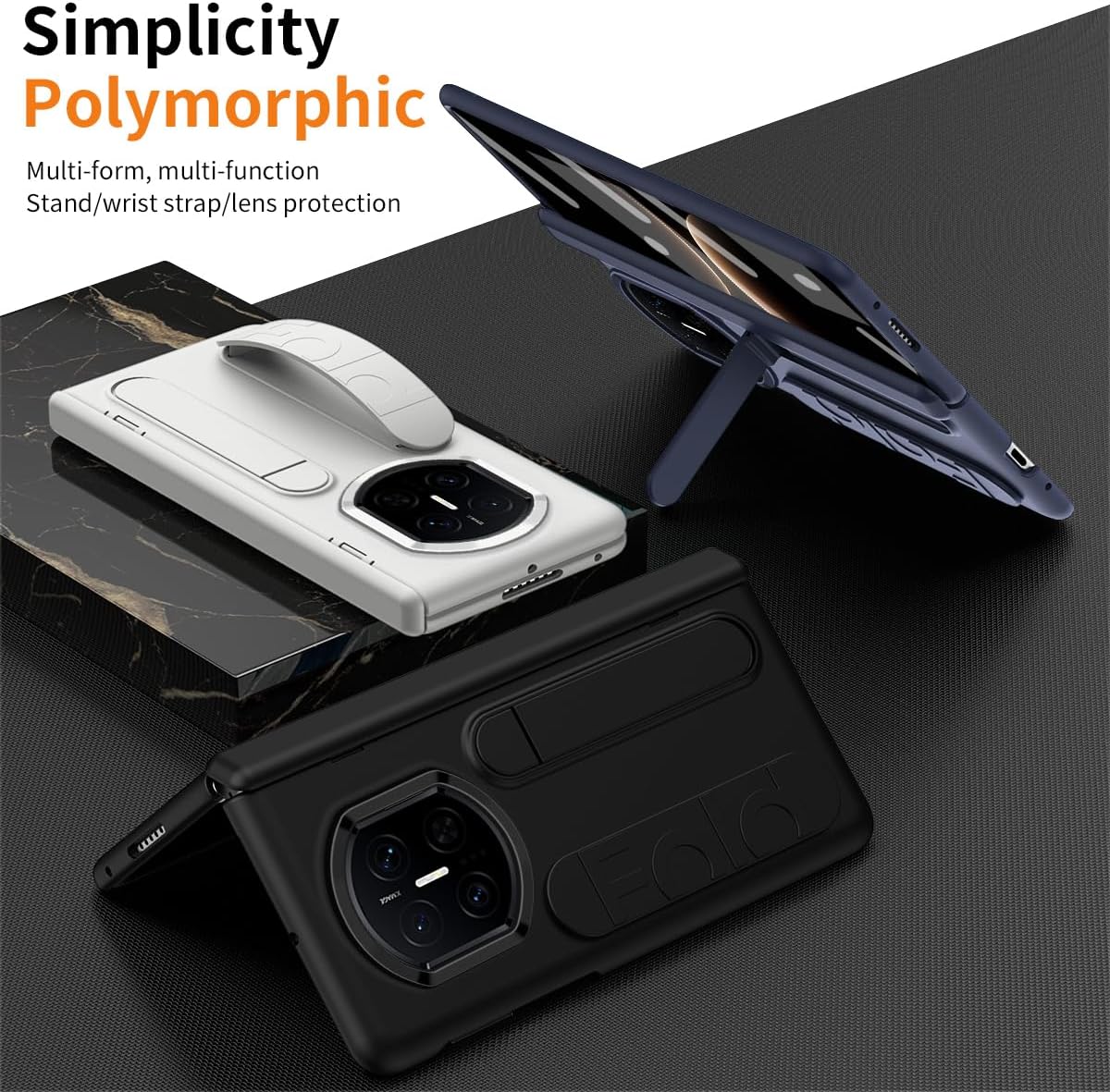 Compatible with Huawei Mate X7 Case with Built-in Screen Protector & Hidden Kickstand, Hinge Protective Case Full-Body Shockproof Protective Phone Case Compatible with Huawei Mate X7(Black)