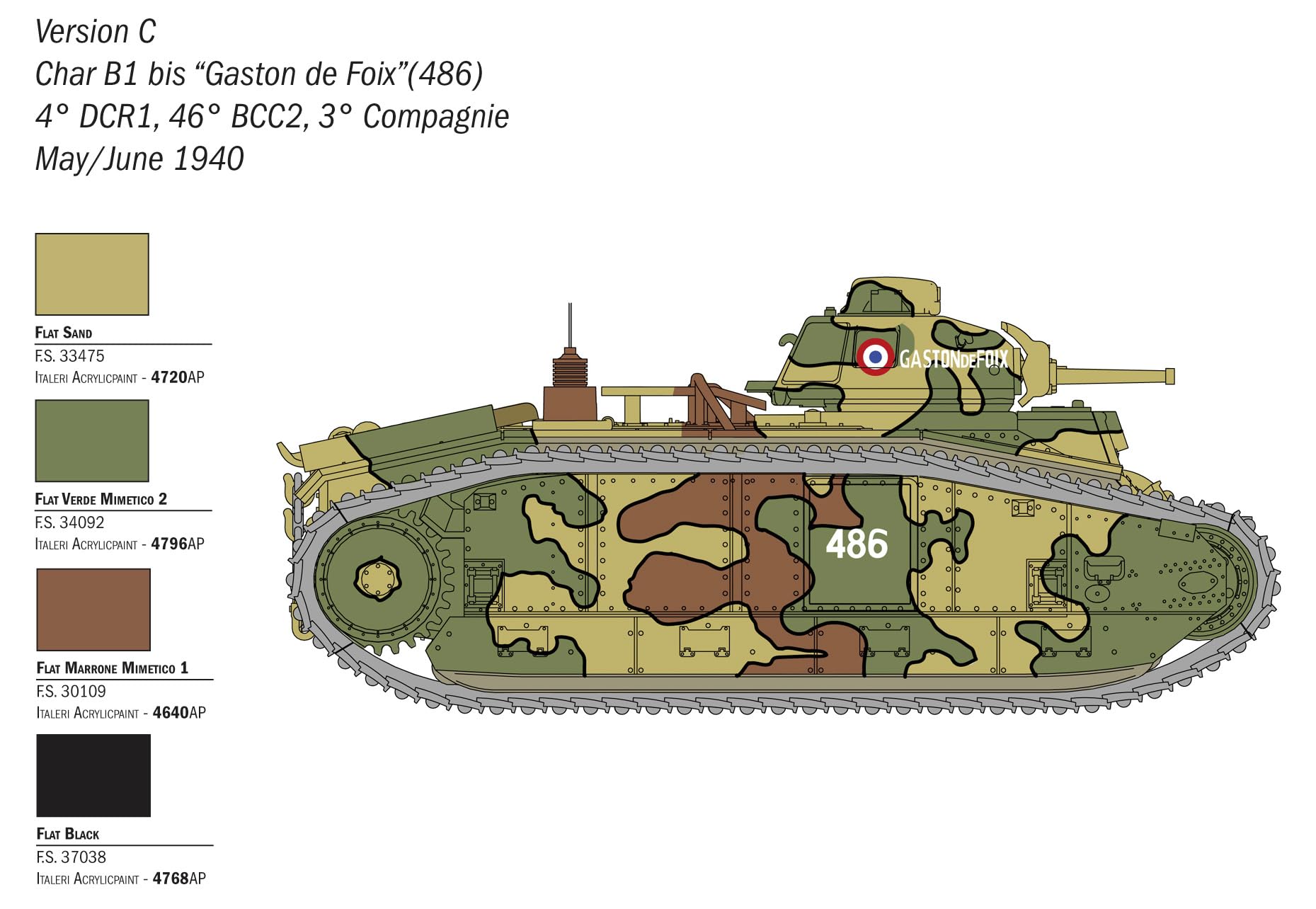 Italeri 25766 1:56 Char B1 Bis Model Building Kit, Stand Model Building, Crafts, Hobby, Gluing, Plastic Kit - Image 4