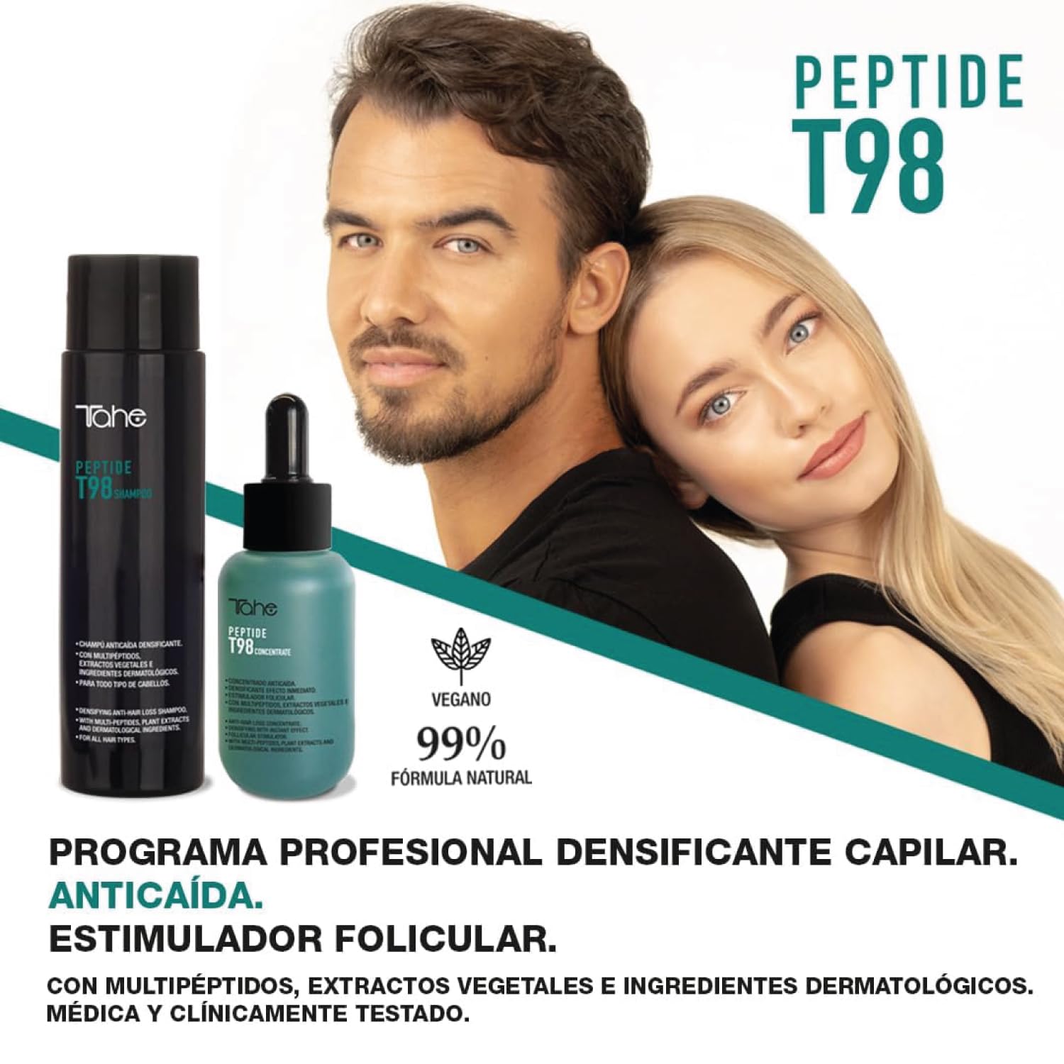 Tahe Peptide T98 Pack Anticaída del Cabello: Tratamiento Concentrado 50 ml + Champú 300 ml