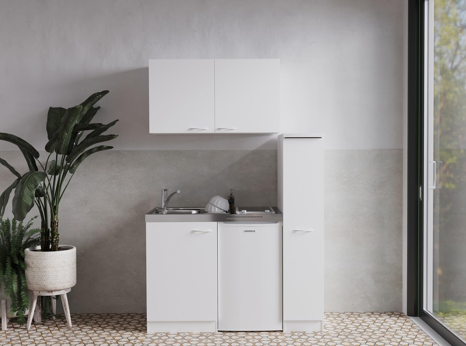respekta Angolo cucina mini cucina blocco cucina singola 130 cm bianco