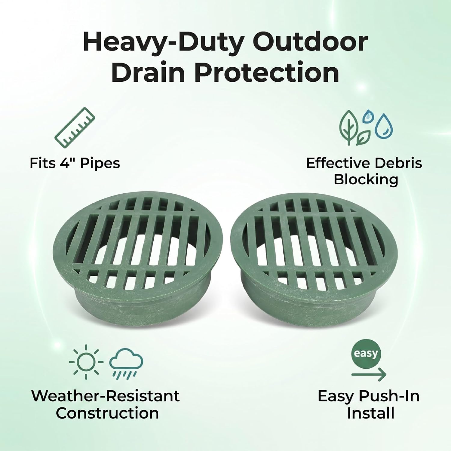Fafeicy Round Drain Grate Cover, 4in Plastic Outdoor Grate