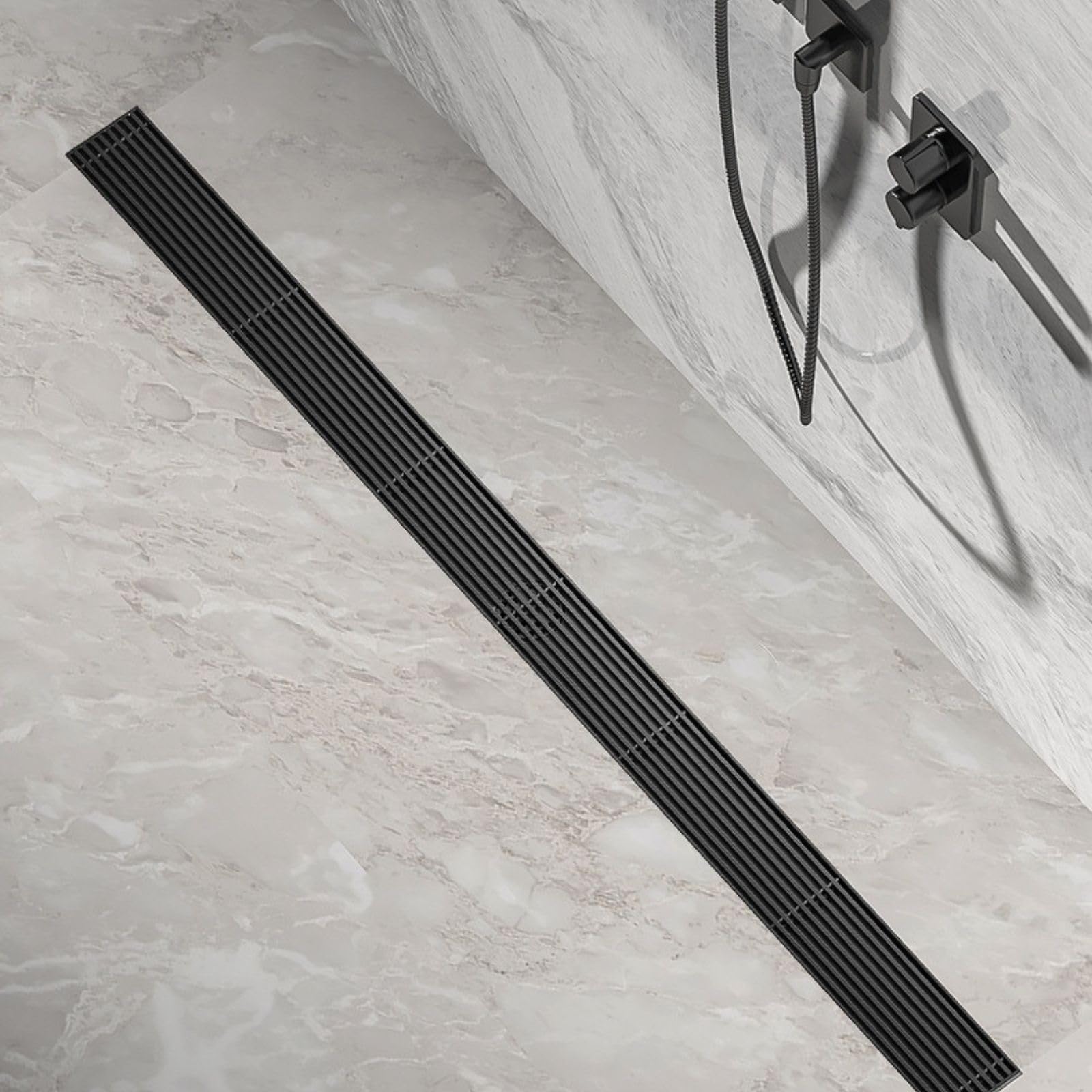 8cm de Ancho Desagüe de Suelo Diseño Hueco de Acero Inoxidable Gris Extraíble para Baño Balcón a Prueba de Olores Antibloqueo Filtro Fácil Instalación Baño Accesorios(8 * 100cm)