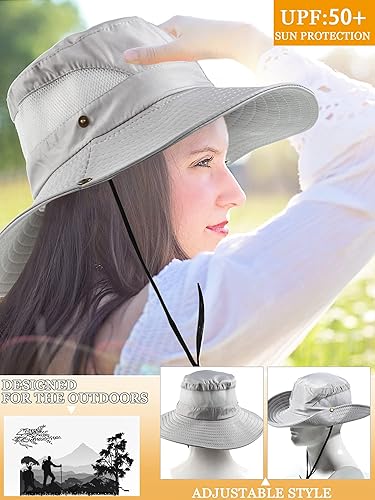 Miniatura 3 de Sombrero de sol Boonie transpirable con protección solar UPF 50+ para hombres y mujeres, sombrero de pesca, gorra de safari, sombreros de cubo de