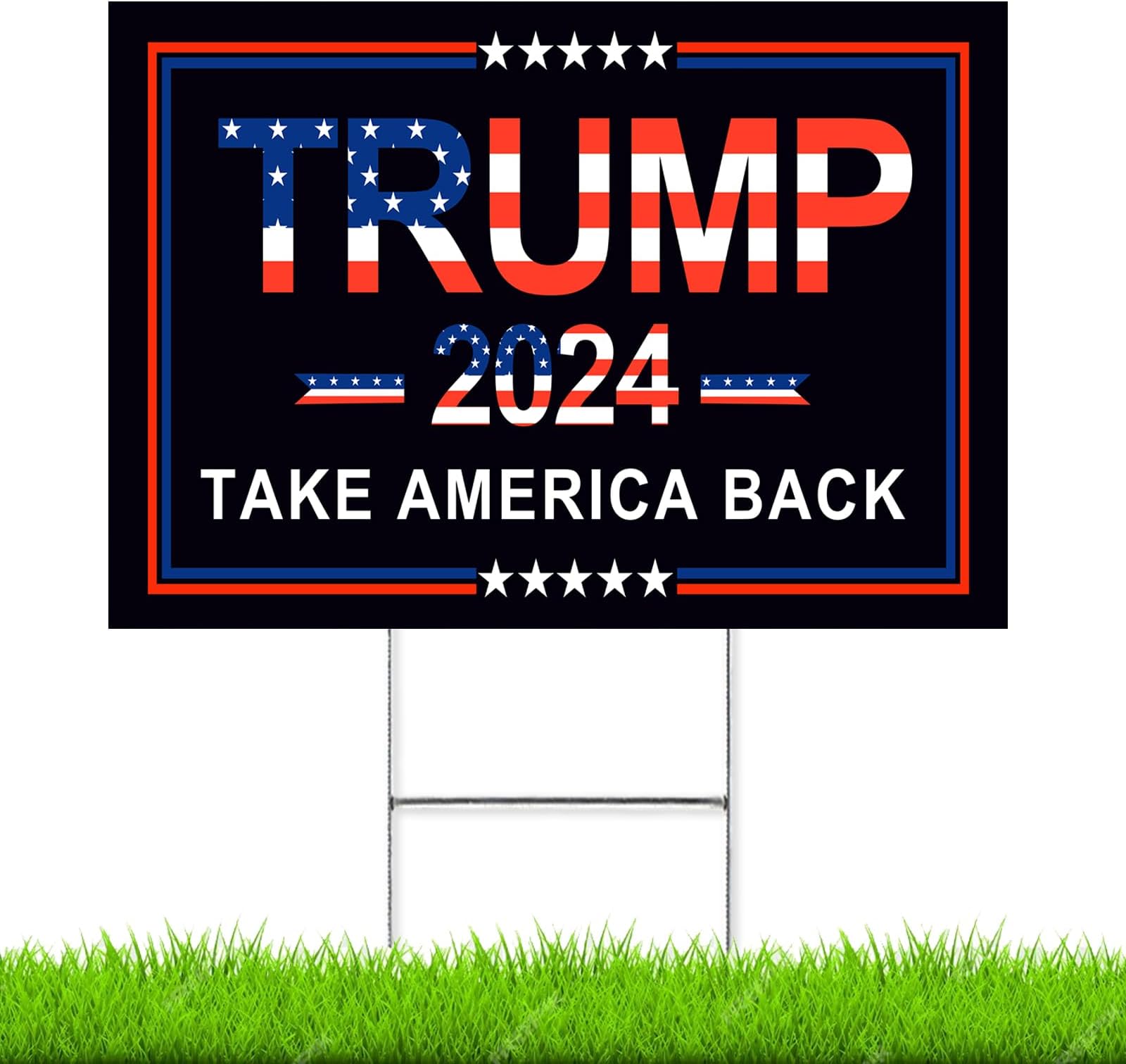 Oligei Trump Yard Signs, Trump 2024 Yard Sign 18" X 12", Trump Yard Signs 2024 Double Sided Fade Resistant, Take America Back Trump Signs for Yard Heavy Duty Metal H-Frames