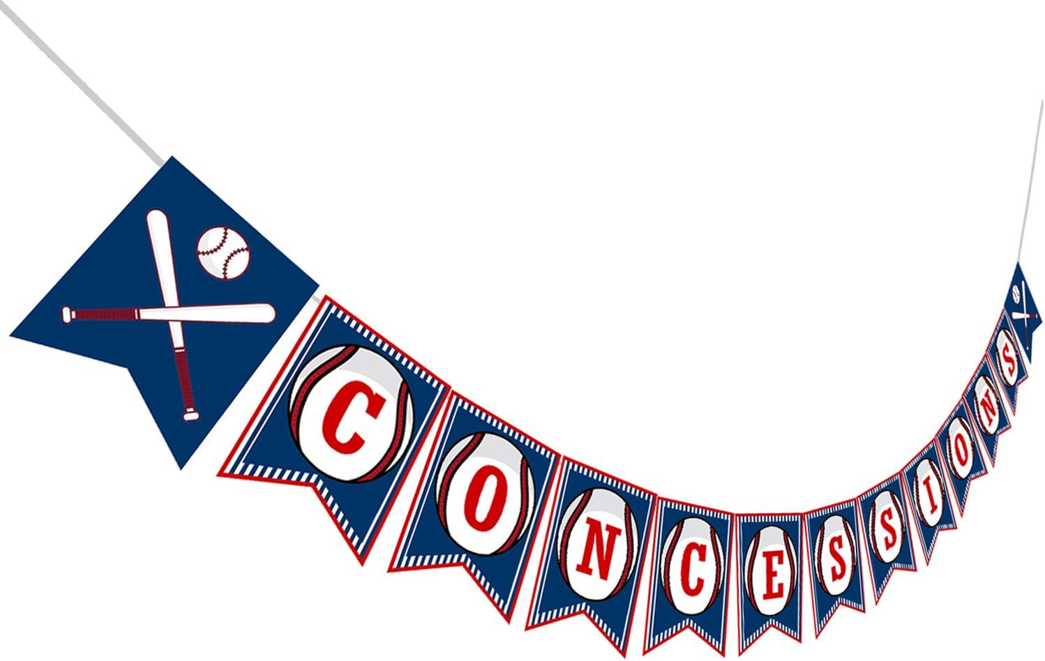 Baseball CONCESSIONS Birthday Banner, Baby Shower Sports Themed Pennant Decoration
