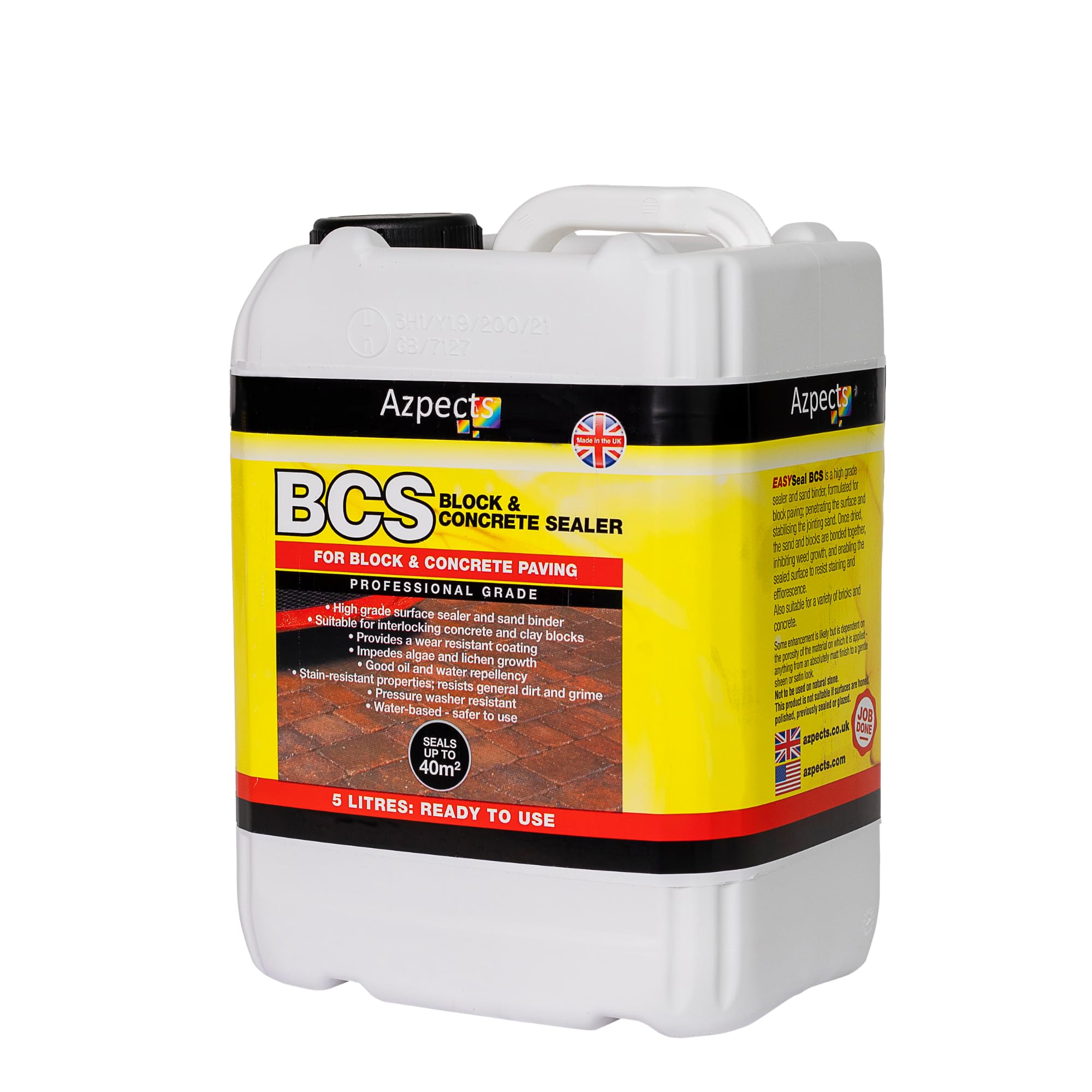 EASYSeal Block and Concrete Sealer 5 Litre, BCS Seal & Protect, Ideal for Concrete Paving, Driveway, Path, Walkway or Patio. Water Based, Pet Friendly Once Dry.