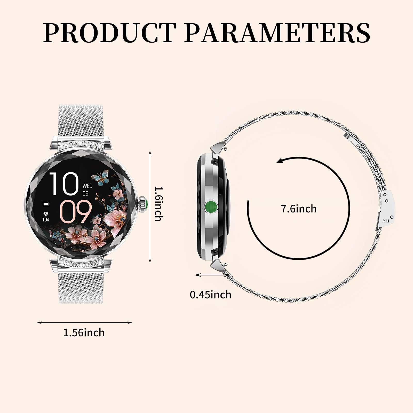 Smartwatch unisex, schermo AMOLED da 1,2 pollici, cassa in lega di zinco + cinturino in acciaio, chiamata Bluetooth/rilevamento frequenza cardiaca/notifica chiamate, smartwatch multiuso NX7pro