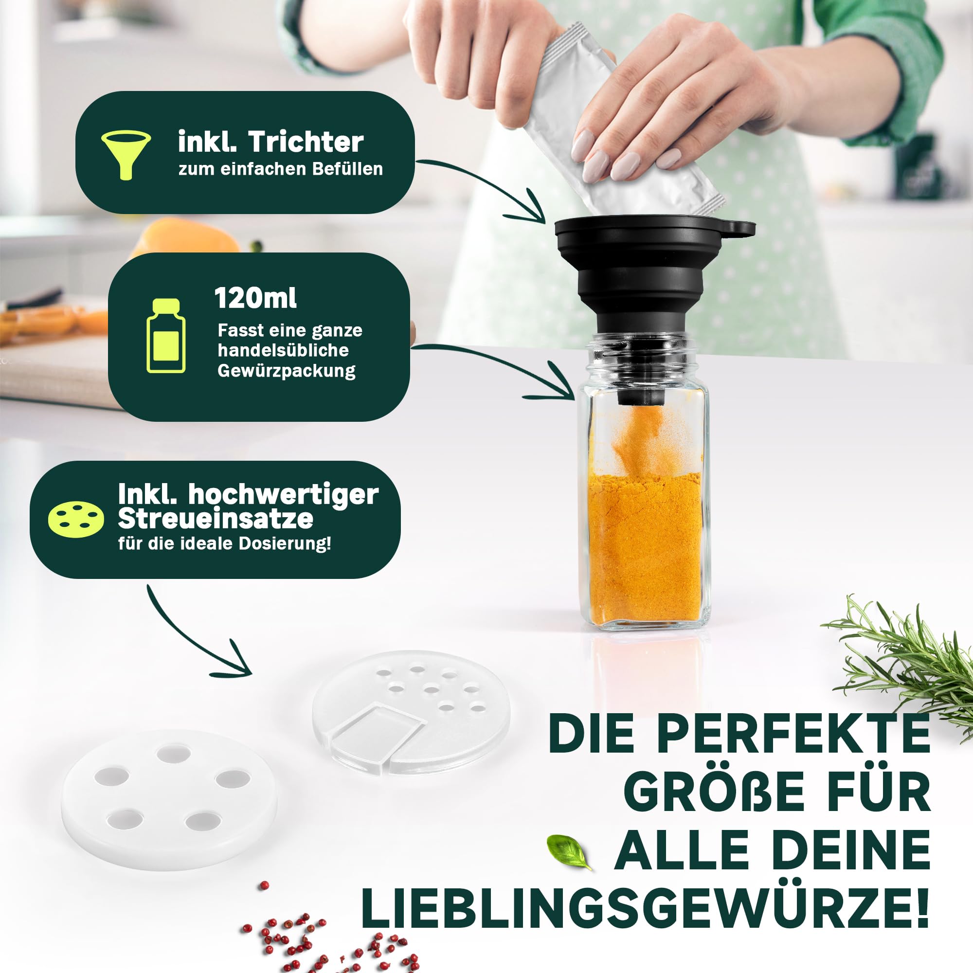 Gewürzregal Set mit 28 Gewürzgläsern & 120 Etiketten - Gewürz Organizer für Küche & Schrank - Gewürzregal Wand oder Stehend - Komplettes Gewürz-Aufbewahrungssystem (Schwarz)