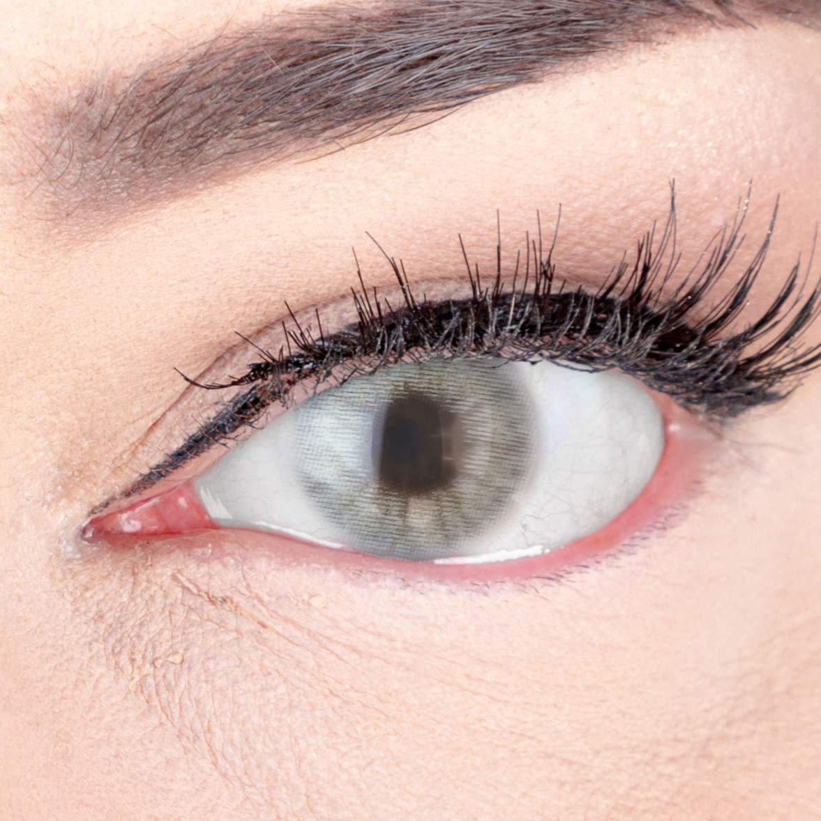 GLAMLENS lentillas de color -gris Grey + contenedor. 1 par (2 piezas) - 90 Días - Sin Graduación - 0.00 dioptrías - blandos - Lentes de contacto grises de hidrogel de silicona