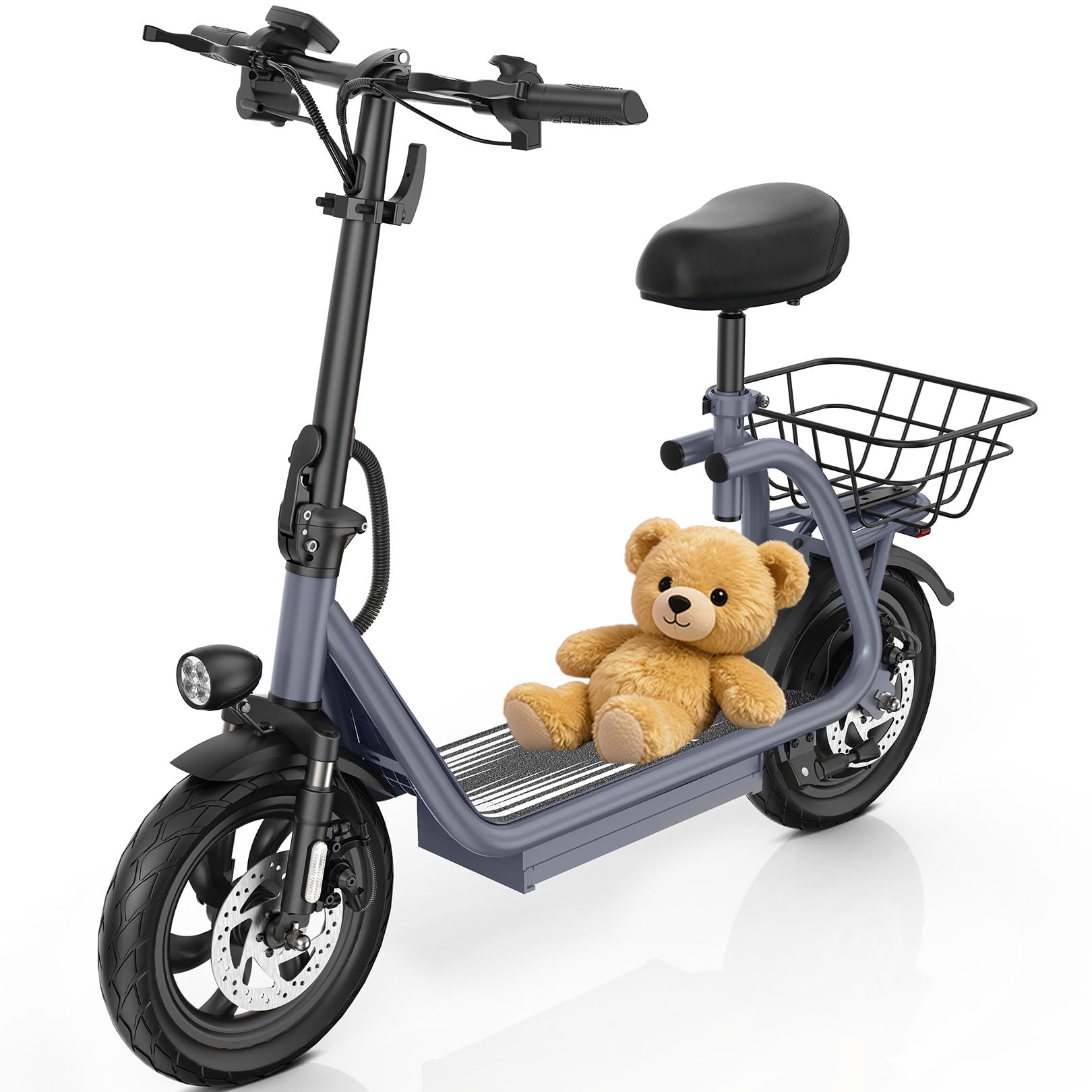 Caroma Peak 500W/800W/1200W Electric Scooter with Seat,14" Fat Tire Electric Scooter for Adults,30 Miles Range&20MPH Max Speed,E Scooter 300 LBS Max Load