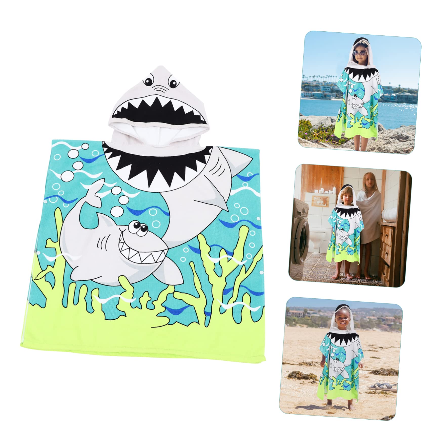 SHOWERORO 3pièces Serviette De Bain Garçon Fille à Capuche Respirant avec Motif Cartoon Peignoir De Bain Super Absorbant pour Garçon Fille Douceur Et Confort Garantis