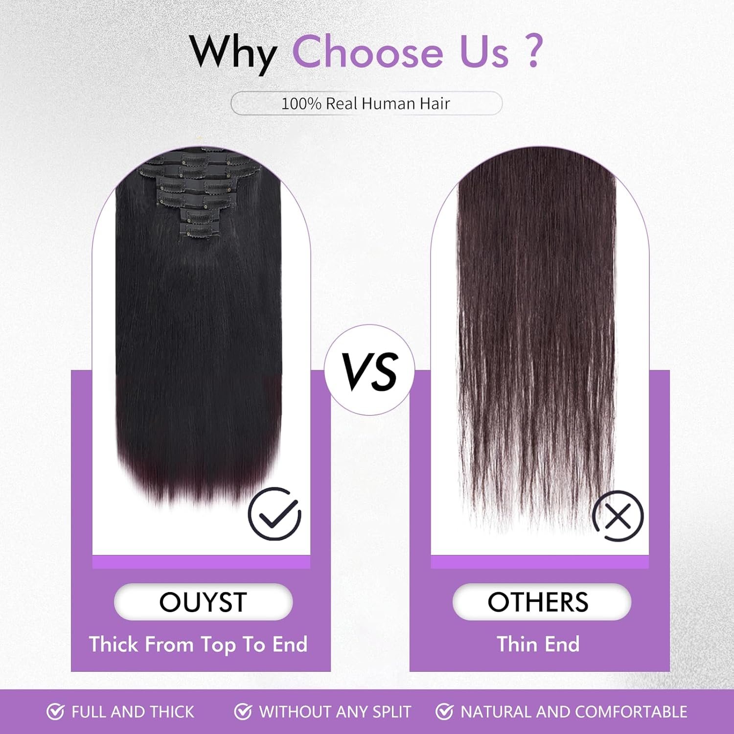 Yaki Seamless Clip in Hair Extensions Human 7Pcs 120g 24 Inch Natural Black Straight Clips Ins Full Head Brazilian Remy Hair Extensions for Women
