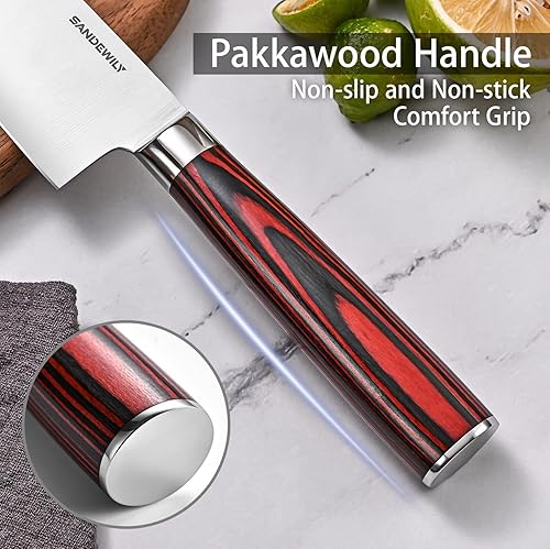 Miniatura 5 de SANDEWILY Juego de cuchillos de chef profesional de 3 piezas, cuchillos japoneses ultra afilados con cuchillas de acero inoxidable de alto carbono,