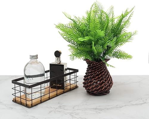 Miniatura 7 de LoveniMen Arbustos artificiales, plantas de plástico, hojas de helecho, simulación de vegetación, arbustos falsos, hierba al aire libre, interior,