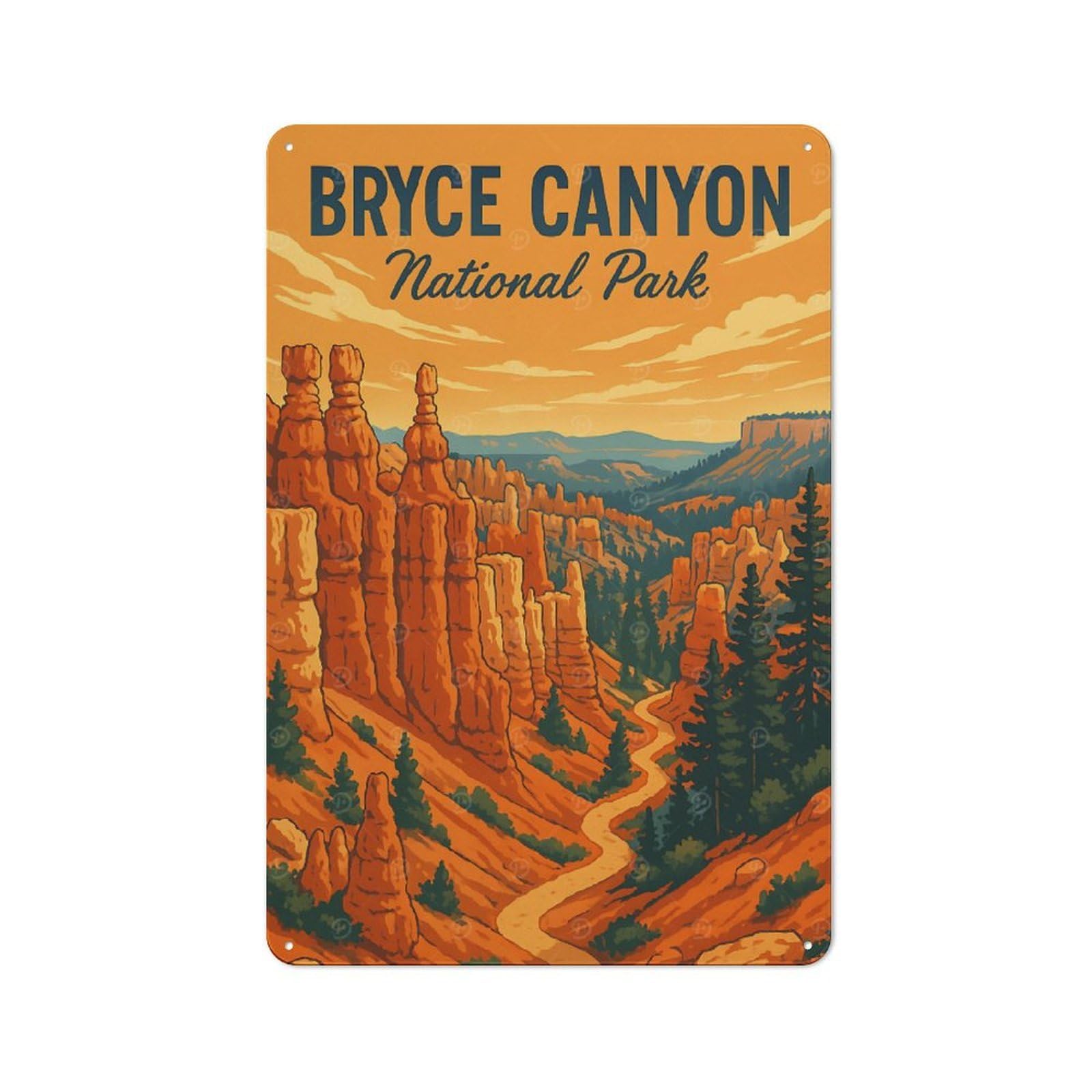 Junmoney Style-22 Tin Wall Plaque 30X20cm With Bryce Canyon National Park For Man Cave Or Games Room, A Christmas Gift For Leisure-Room Decor Enthusiasts