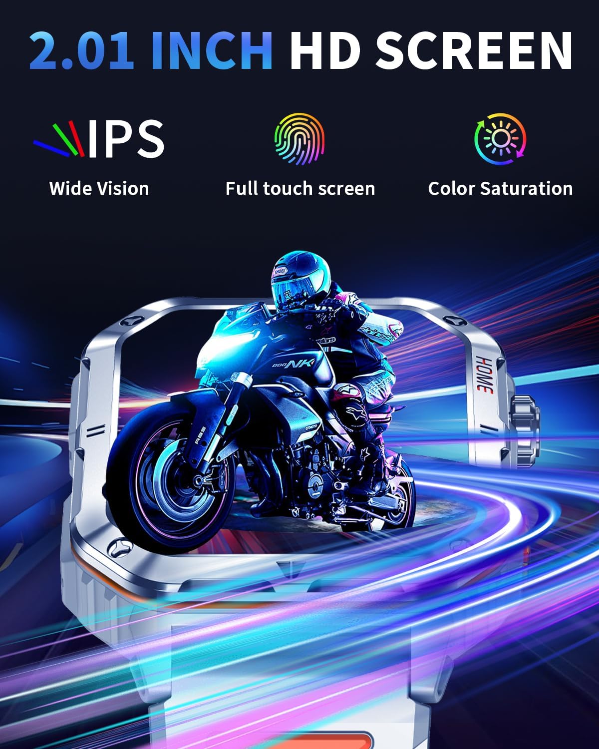 Military Smart Watch for Men, 2.01” Fitness Tracker with 1200mAh Battery Life, Bluetooth Calling, Flashlight, 5ATM Waterproof, Heart Rate & Sleep Tracking, 110+ Sports Modes for Android & iPhone 4 71pU4LSCSYL. AC SL1500