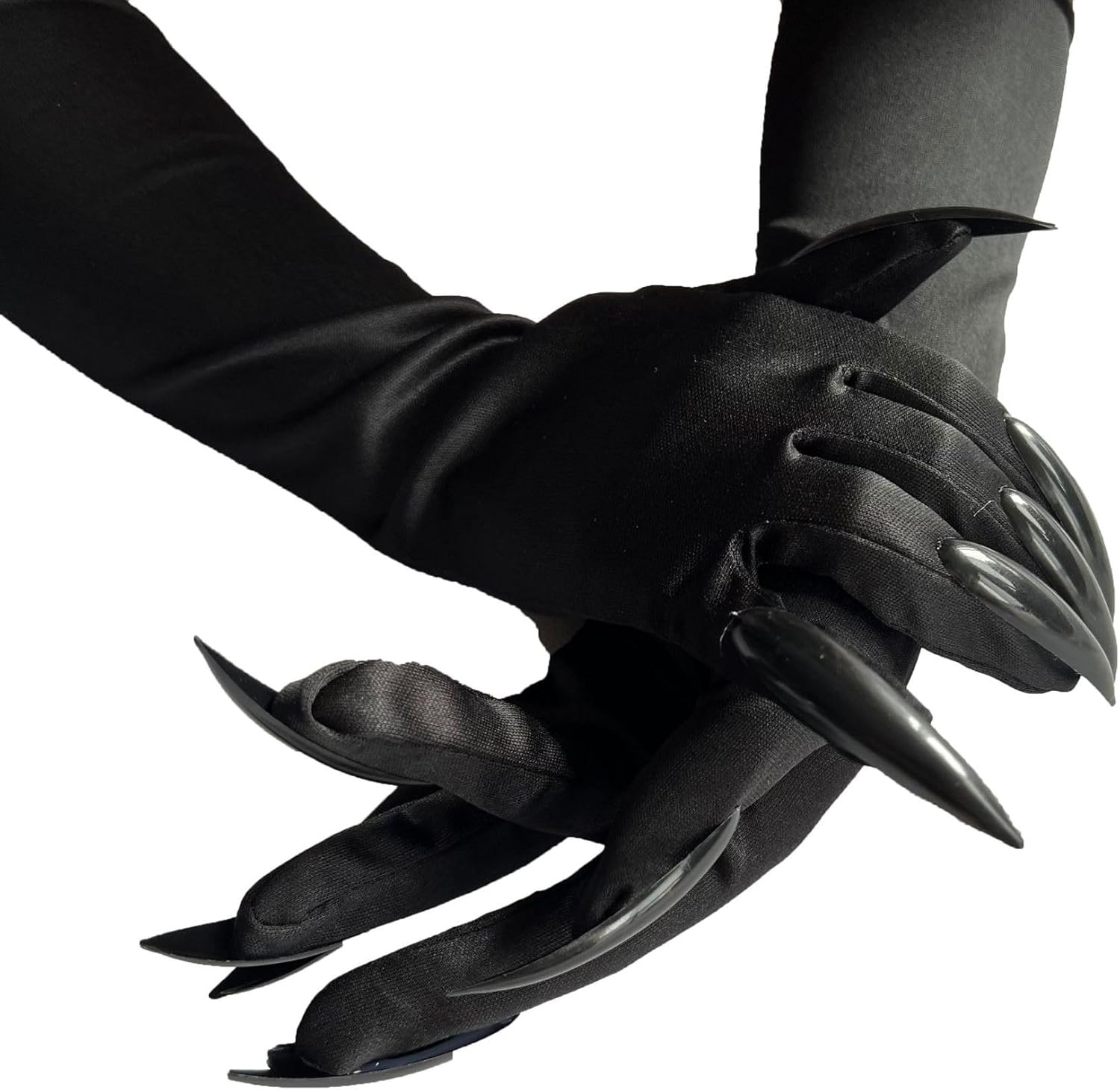 Halloween Cat Woman Paw Gloves - Black Party Gloves with Long Fingernails and Claws - Cosplay Costume (1 Pair) - Image 5
