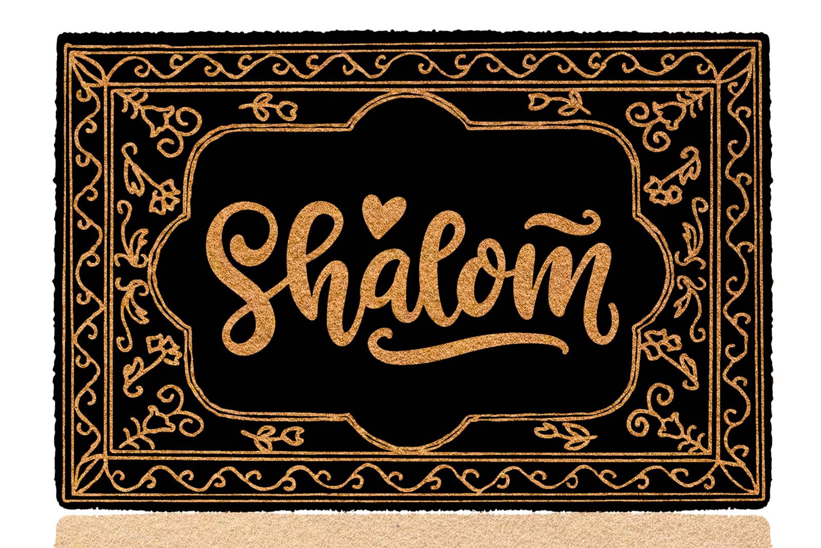 Shalom – Paillasson d'extérieur pour porte d'entrée, entrée extérieure, vacances, tapis de bienvenue amusant avec envers en caoutchouc - 60 x 40 cm