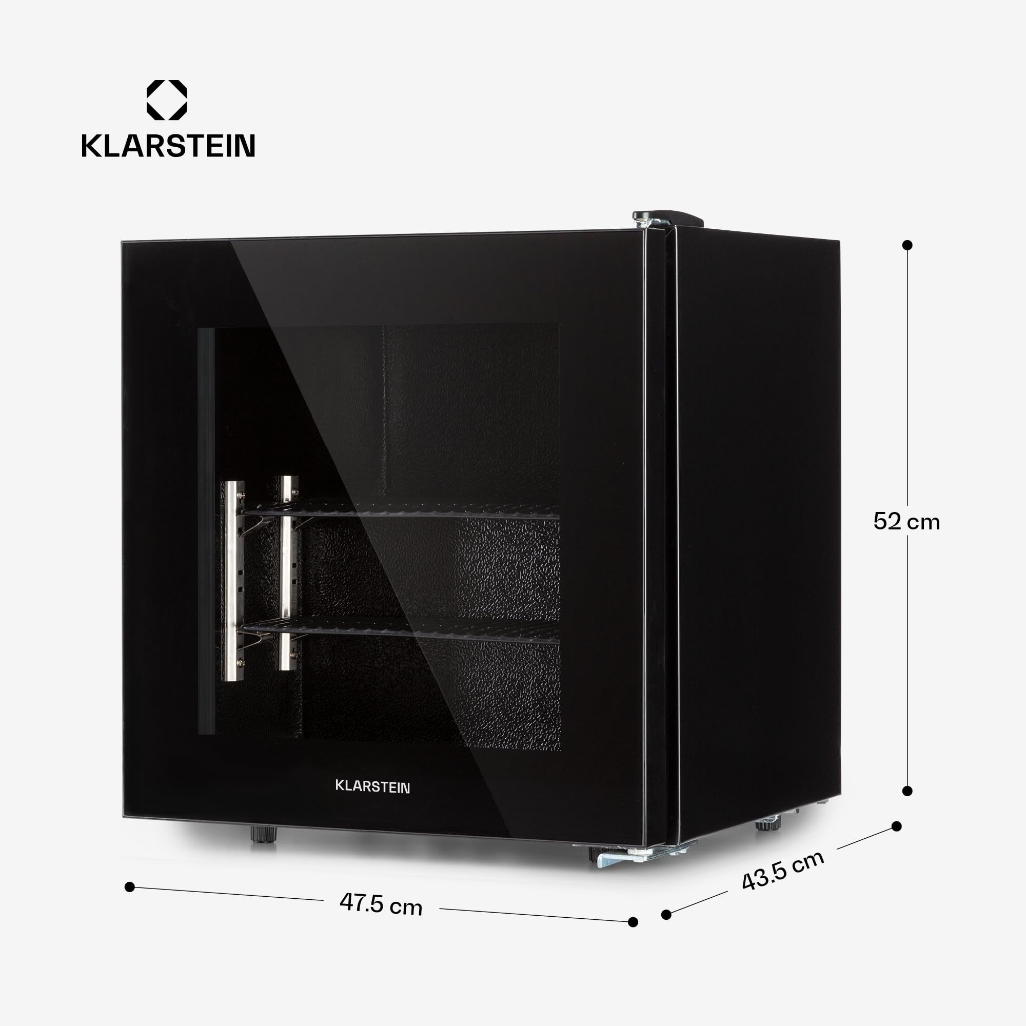 KLARSTEIN IceAge - Congélateur avec façade vitrée, thermostat à 5 niveaux, 0 à -20°C, pieds réglables en hauteur, boîtier en acier, CEE E, 2 clayettes, 36 litres