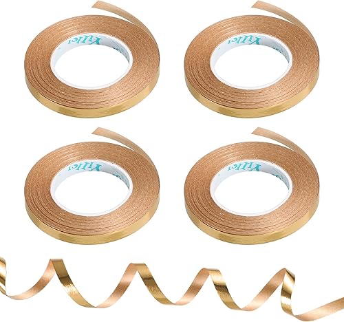 PATIKIL Cinta rizadora de globos engarzada metálica de 316 pulgadas, 11 yardas, 4 rollos para decoración de fiestas, regalos, manualidades, color