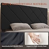 Vista 5 de Base de cama de tamaño individual con cabecera ajustable, plataforma tapizada de terciopelo, marcos de cama individual con fuerte soporte