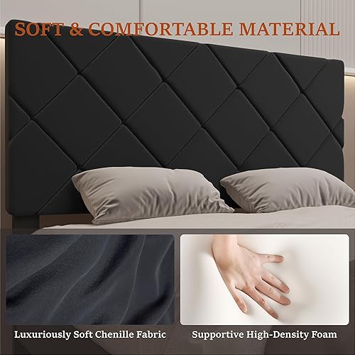 Miniatura 5 de Base de cama de tamaño individual con cabecera ajustable, plataforma tapizada de terciopelo, marcos de cama individual con fuerte soporte de