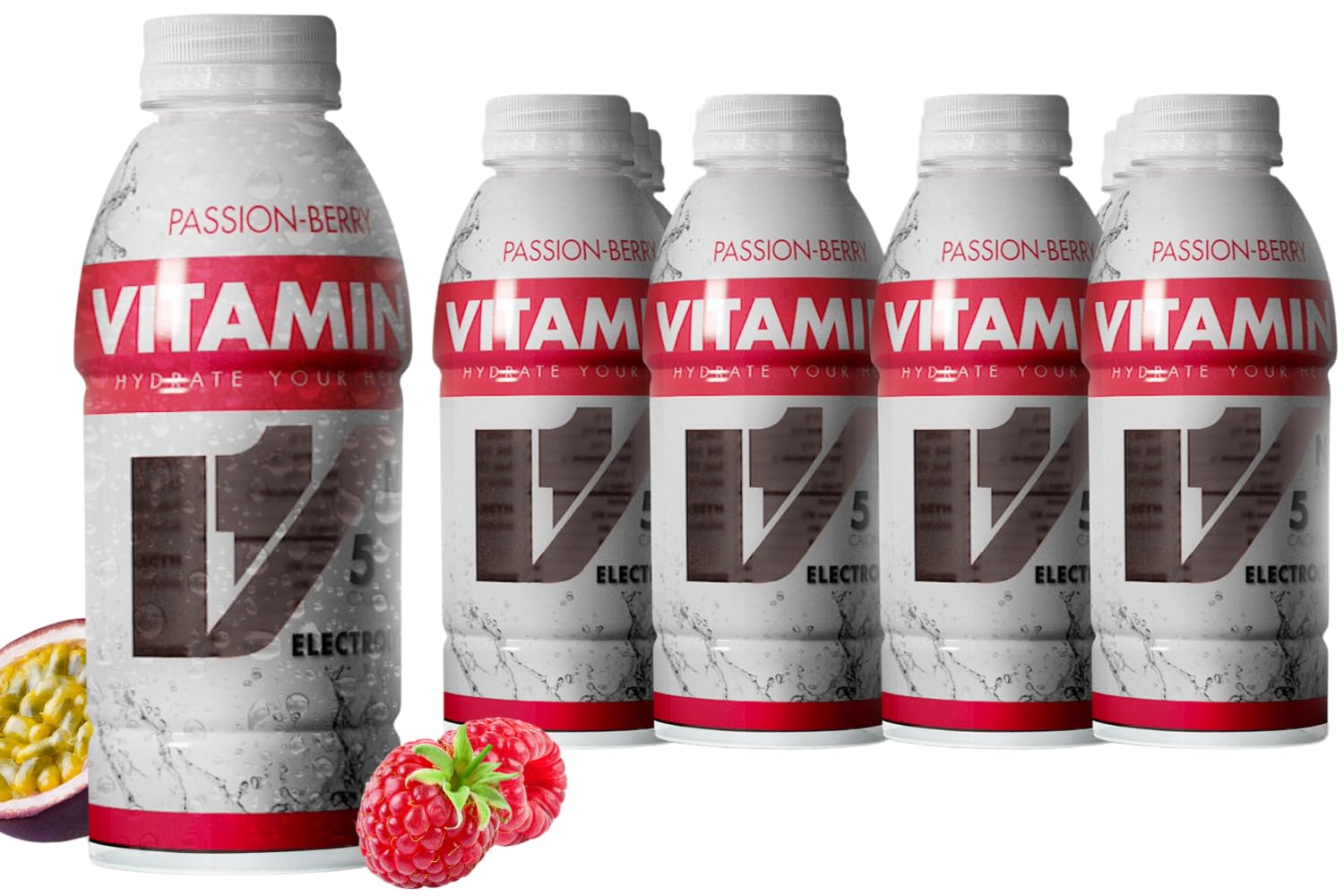 VITAMIN 1 Hydration Drink, Passion-Berry Electrolyte Vitamin Water, 16.9 Ounce (Pack of 12), B Vitamins, Zero Sugar, Low Calorie, Low Sodium