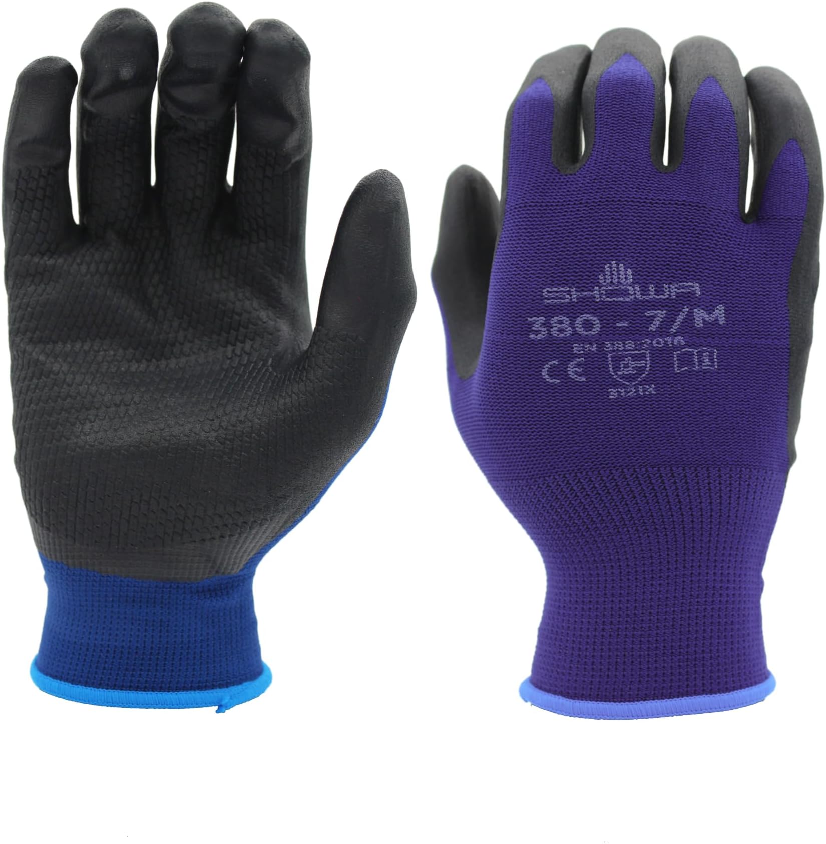 SHOWA Atlas 380 Patented Waffle Pattern Foamed Nitrile Palm Coating Glove, 13-Gauge Seamless Knitted Liner, General Purpose Work, X-Large (Pack of 12 Pairs) by Showa Best Glove