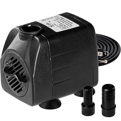 Simple Deluxe Bomba de agua sumergible de 160 GPH (600 L/H, 8 W), bomba de fuente ultra silenciosa con 4.3 pies, 2 boquillas para acuario, piscina