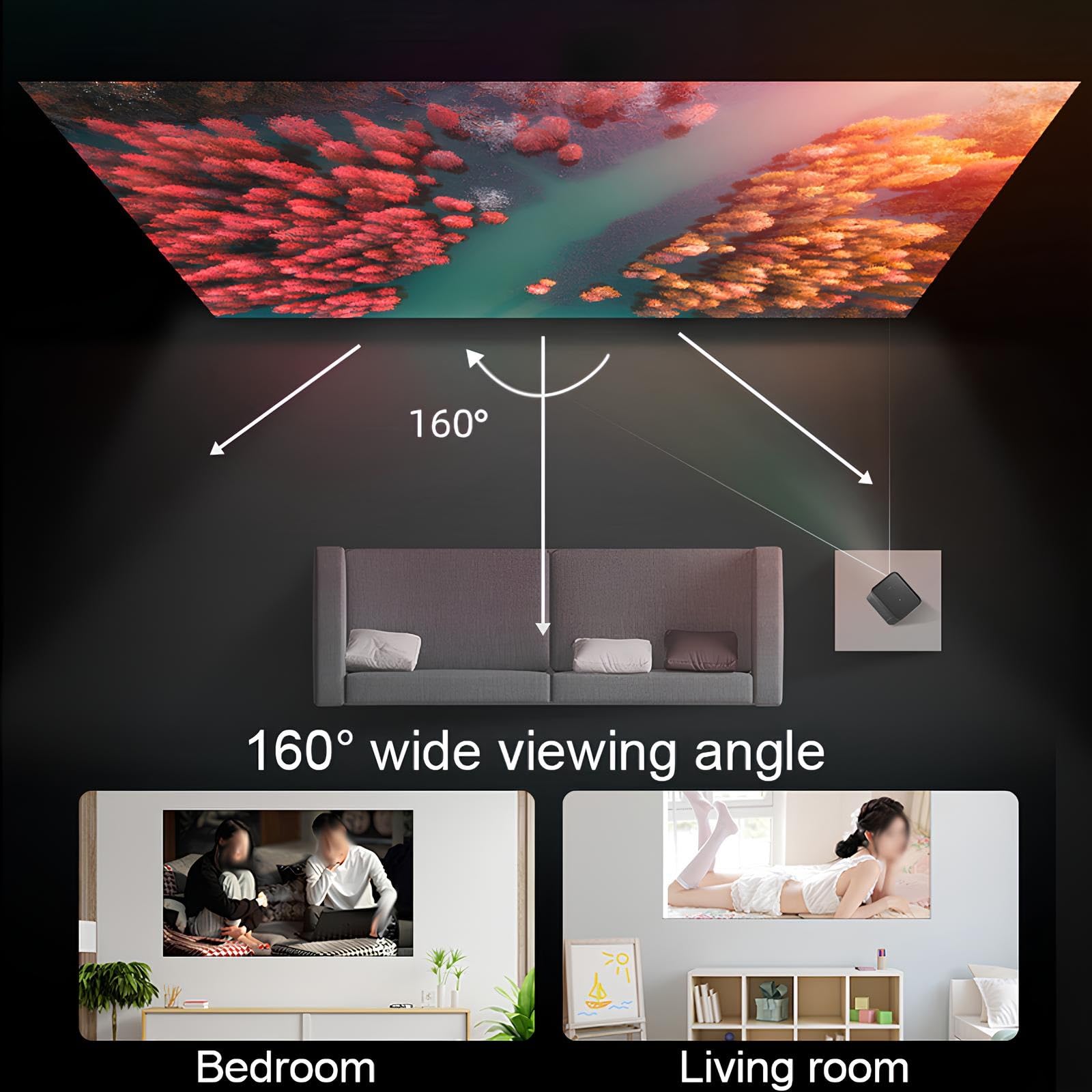 16:9 4K Full HD Schermo per Proiettore 60-150 Pollici per Esterni Interno Home theater, Telo Proiettore Portatile, Anti Rughe Pieghevole(120inch (16:9))