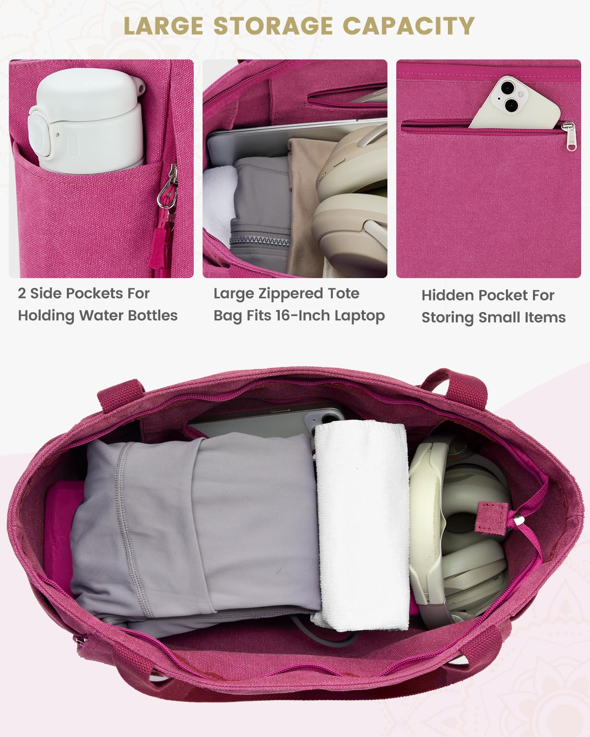 Gonex Borsa per Tappetino Yoga, con Accesso Facile e Tasche Multiple Yoga Mat Bag in Tela Impermeabile, per Donna e Uomo, Perfetta per Palestra e Pilates