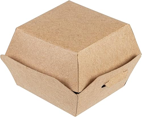 Miniatura 18 de Restaurantware Mini cajas de hamburguesas de 2.8 x 2.8 x 2 pulgadas, 100 recipientes de comida con tapa con bisagras, cajas desechables de papel