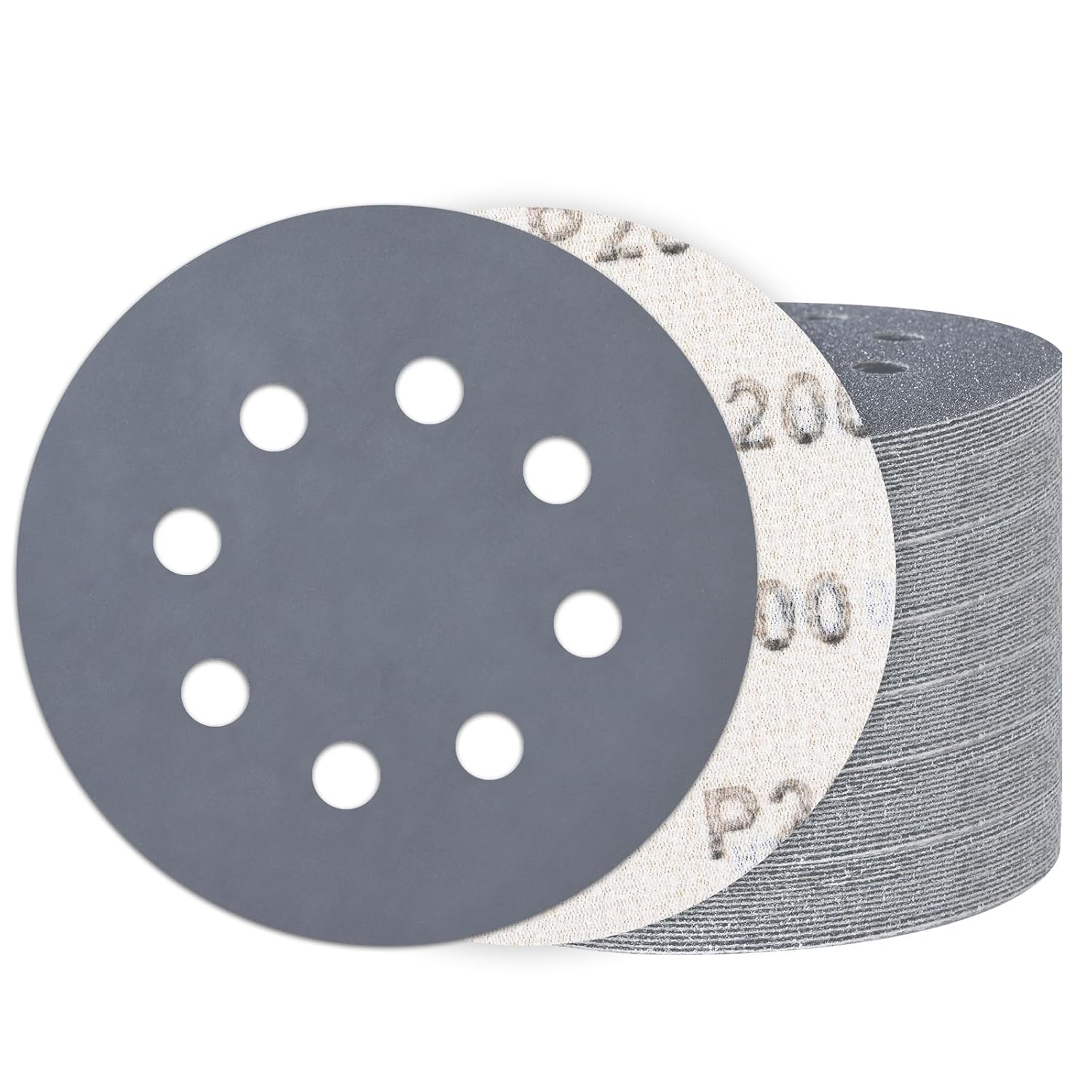100PCS 5 Inch Hook and Loop Sanding Discs, 8 Hole Wet Dry Orbital Sander Sandpaper 80-5000 Grit Assortment Silicon Carbide Sand Paper for Automotive Wood Metal Glass