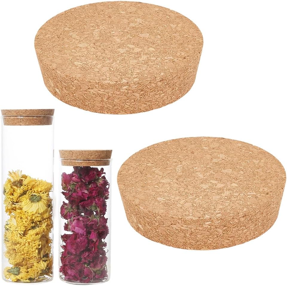 GORGECRAFT 2Pcs Large Cork Bottle Stopper 3.9 to 4.3 Inch Natural Wood Tapered Cork Plugs Wine Bottle Jar Lids Stoppers Replacement for Kitchen Wedding Favor Canning Bottles DIY Craft
