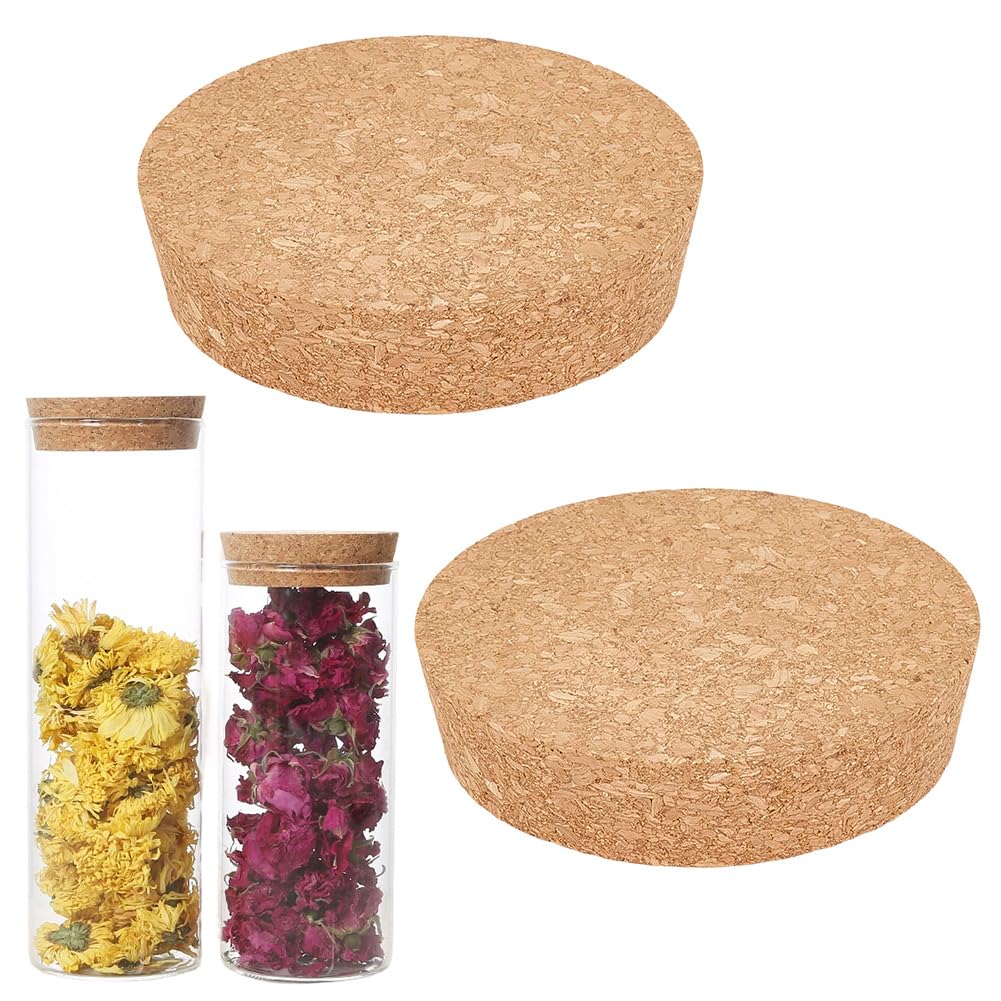 GORGECRAFT 2 tapones de corcho grandes para botellas de 10 a 11 cm, tapones de corcho cónicos de madera natural para botellas de vino, tapones de repuesto para cocina, boda, botellas de conservas