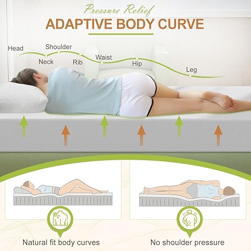 Miniatura 5 de Nchanmar Colchón individual de 8 pulgadas, colchón de espuma viscoelástica de gel tamaño individual, alivia la presión, espuma de gel refrescante,