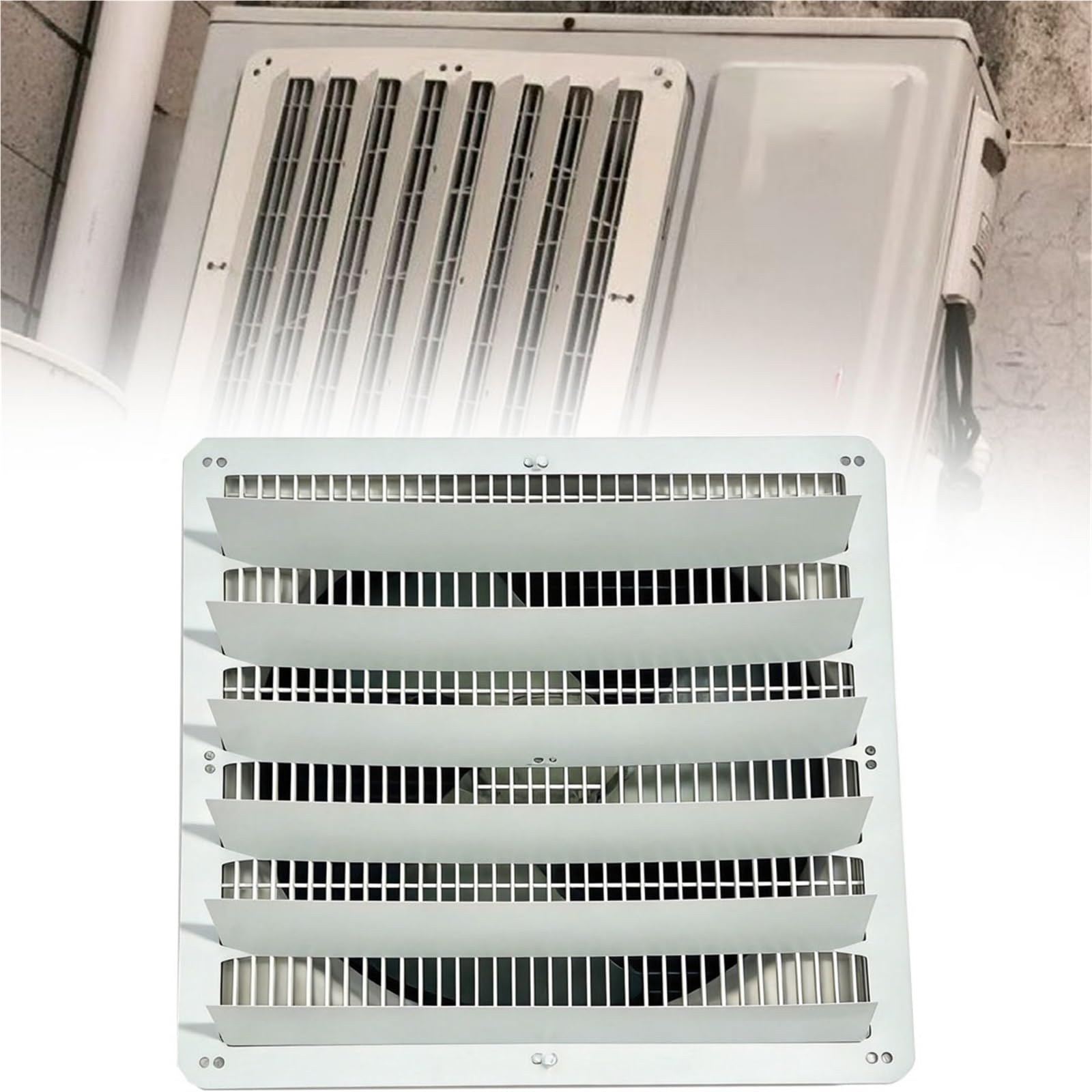 LSMDPT Anti-Direct Blow Outdoor Unit Louver Shield, Outdoor Air Conditioner Deflector, Weatherproof Air Outlet Blowing Prevention Heat Dissipation Wind Shield(L 58 cm x W 58 cm)