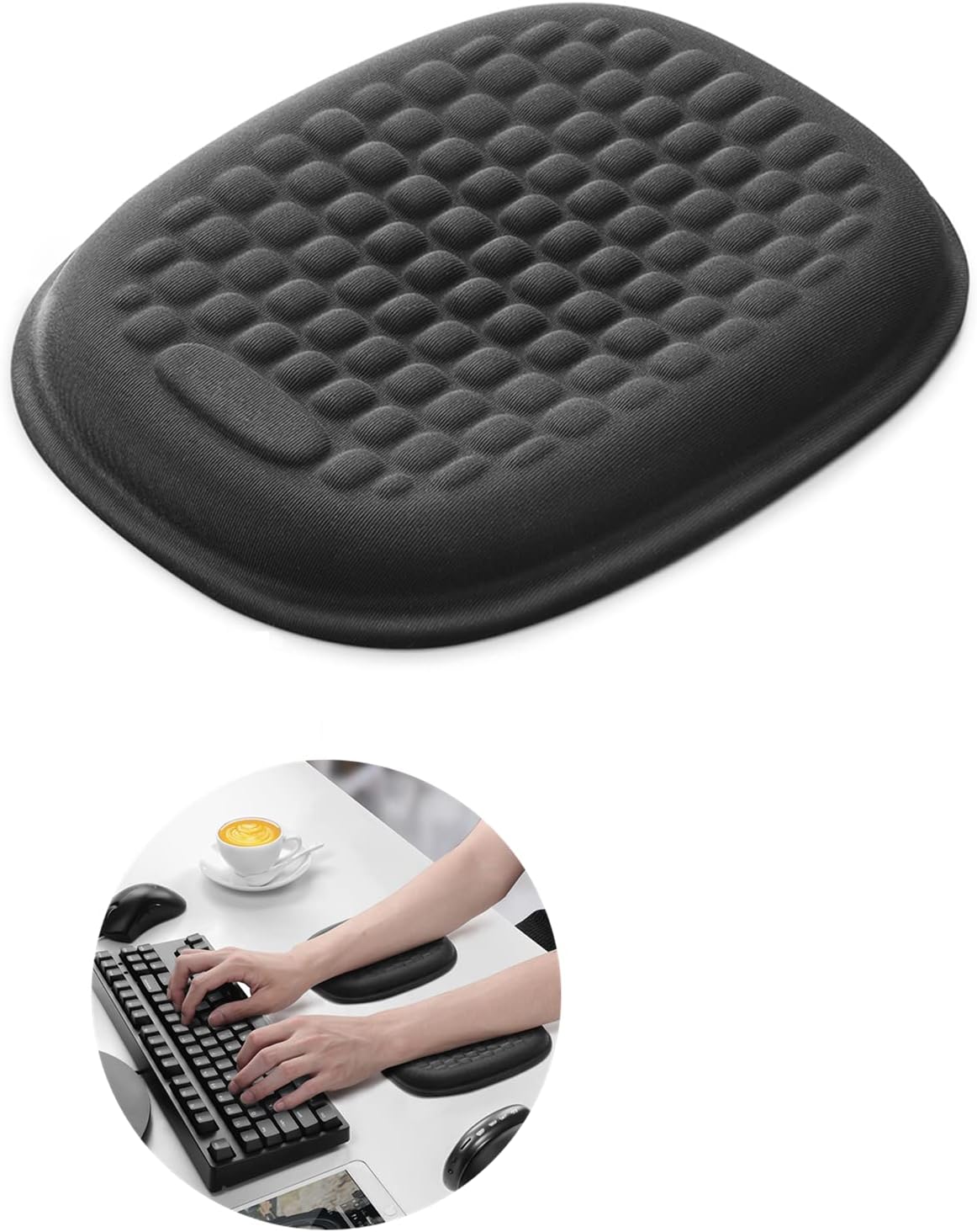 Meatanty Memory Foam Mouse Wrist Rest, Ergonomic Desk Arm Wrist Rest Pad Elbow Support Cushion Pad, Non-Slip Rubber Base, Pain Relief, for Laptop Computer Home Office Work Gaming