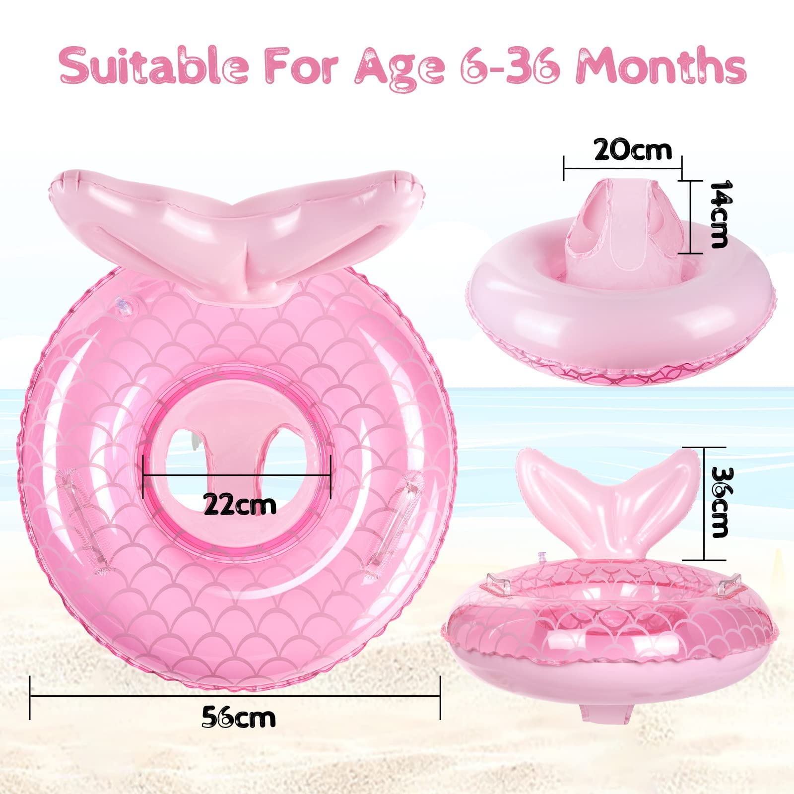 Flintronic Salvagente Gonfiabile per Bambini, Anello di Nuoto per Bambini, Anello di Nuoto Gonfiabile con Seggiolino per Bambino (6-36 Mesi)