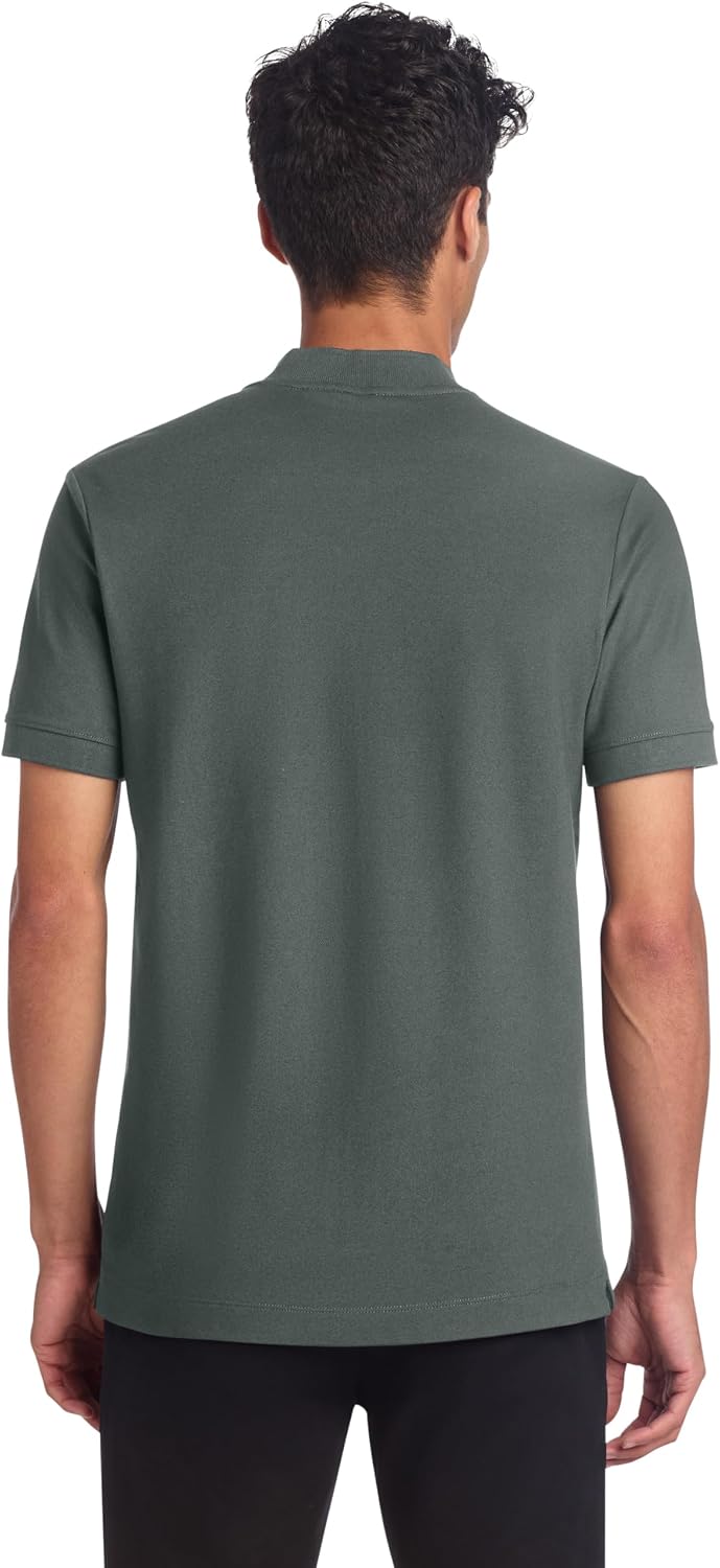 Mercer+Mettle Unisex Stretch Pique Henley | Moisture Wicking Polo for Men & Women, Casual Lightweight Henley for Work
