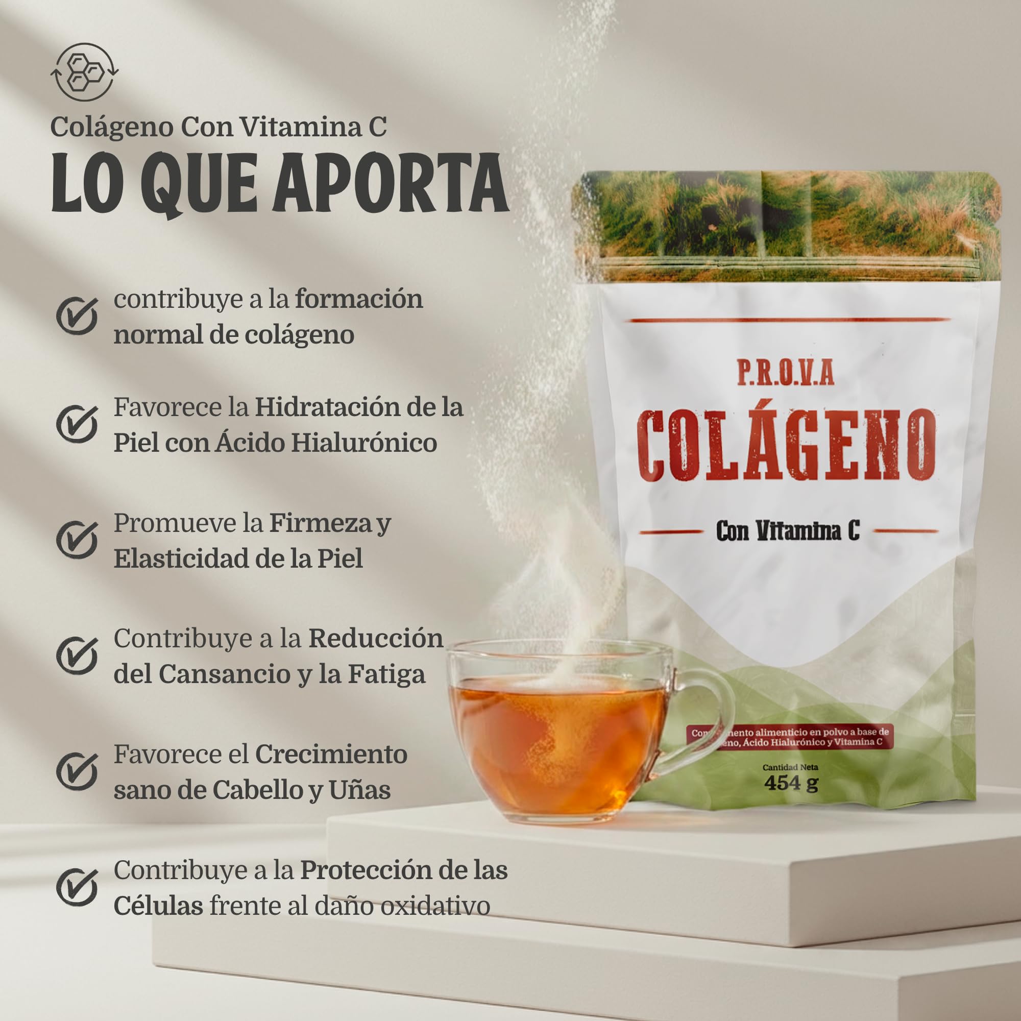 Colágeno Multicólageno Hidrolizado en Polvo | Tipos I, II, III, V y X | Con Vitamina C y Ácido Hialurónico | Colágeno para Mujeres y Hombres (454 g)