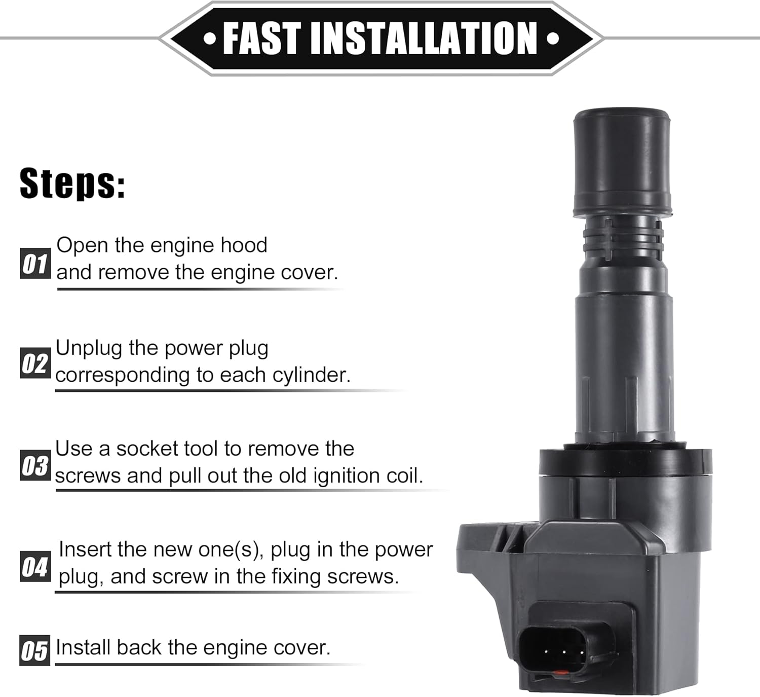 4 Pcs Ignition Coils Compatible for Honda Civic 1.8L 2012-2015 for Honda HR-V 1.8L 2016-2021, Durable ABS Metal Gray Engine Ignition Coil Set Replacement 099700-181 30520-R1A-A01