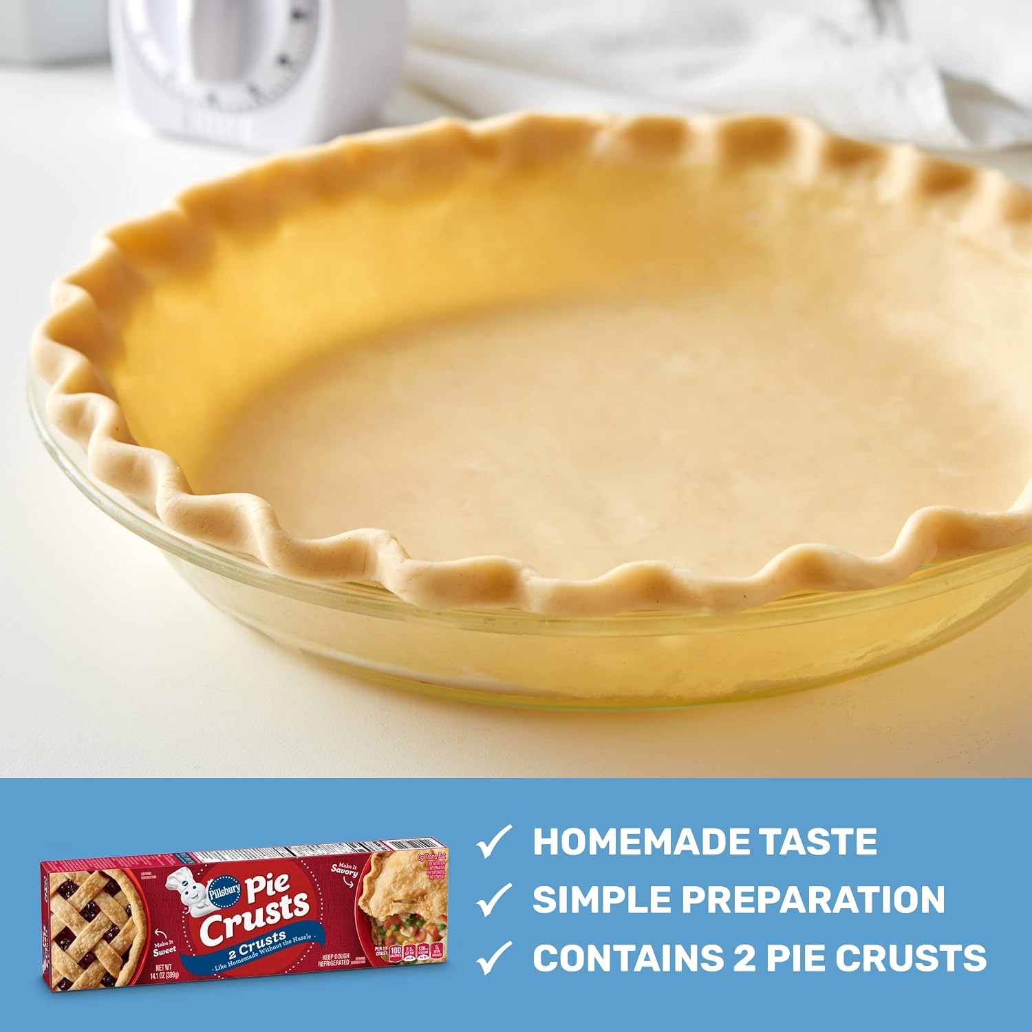 Pillsbury Premade Refrigerated Pie Crusts, 2 Count